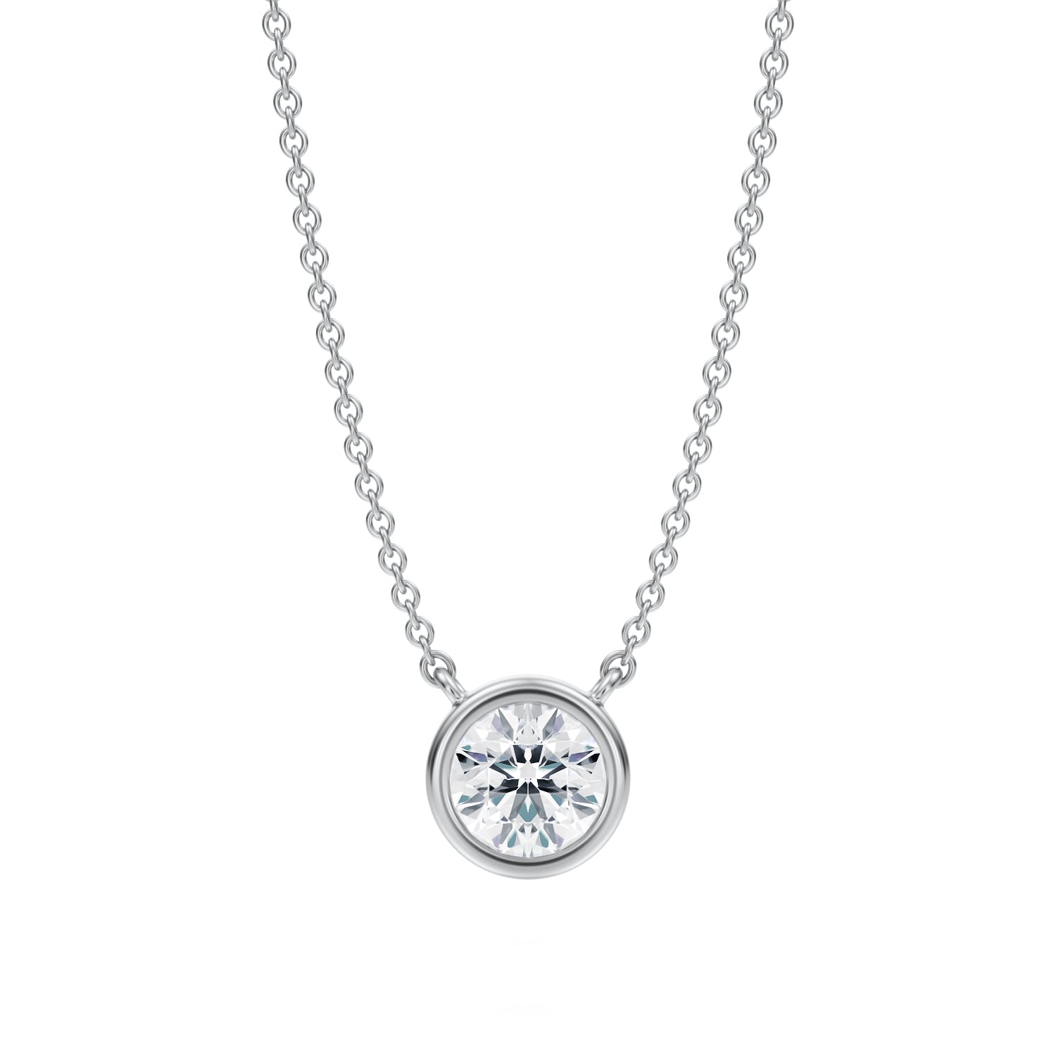 3/4 Carat Round Bezel Solitaire Pendant Necklace