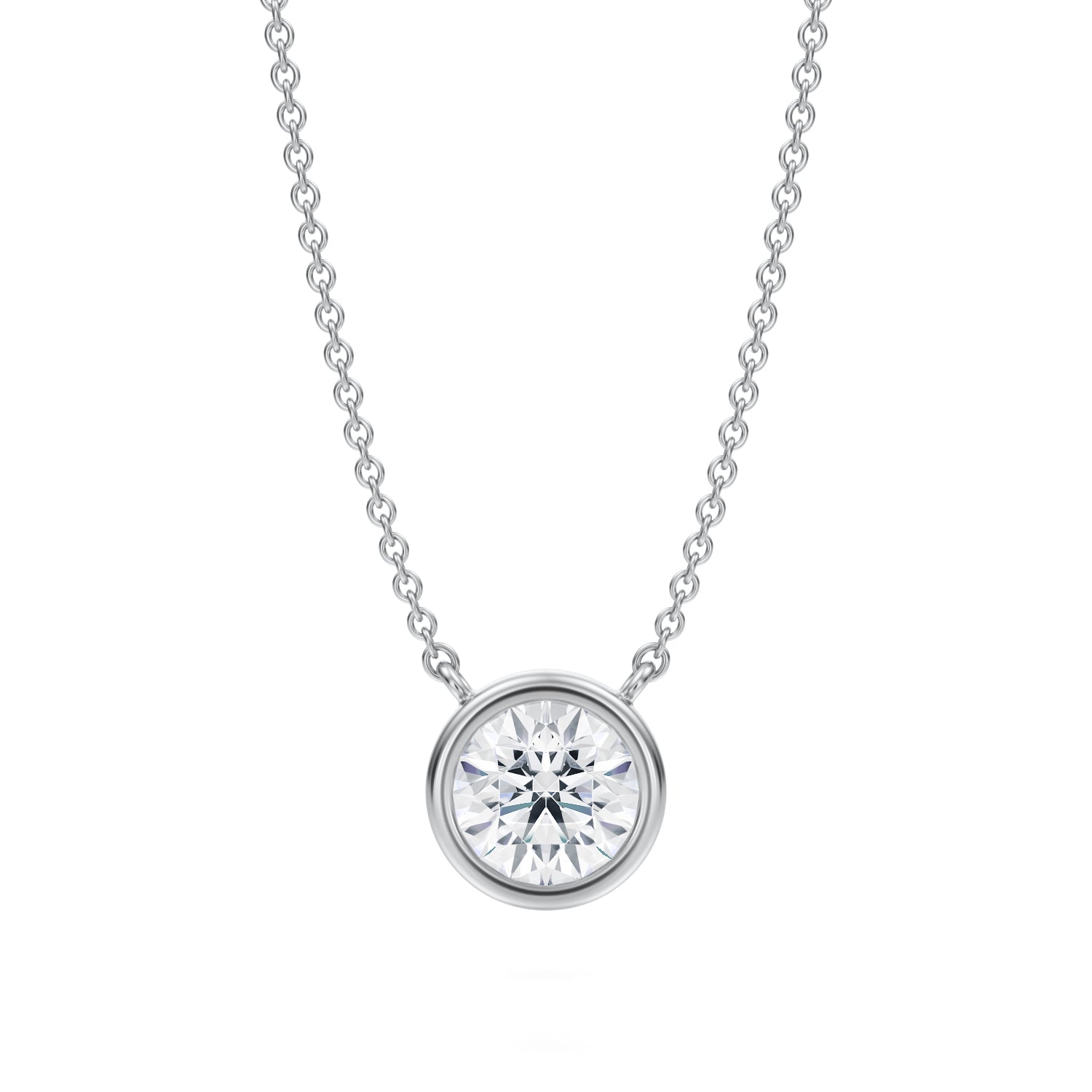 1 Carat Round Bezel Solitaire Pendant Necklace