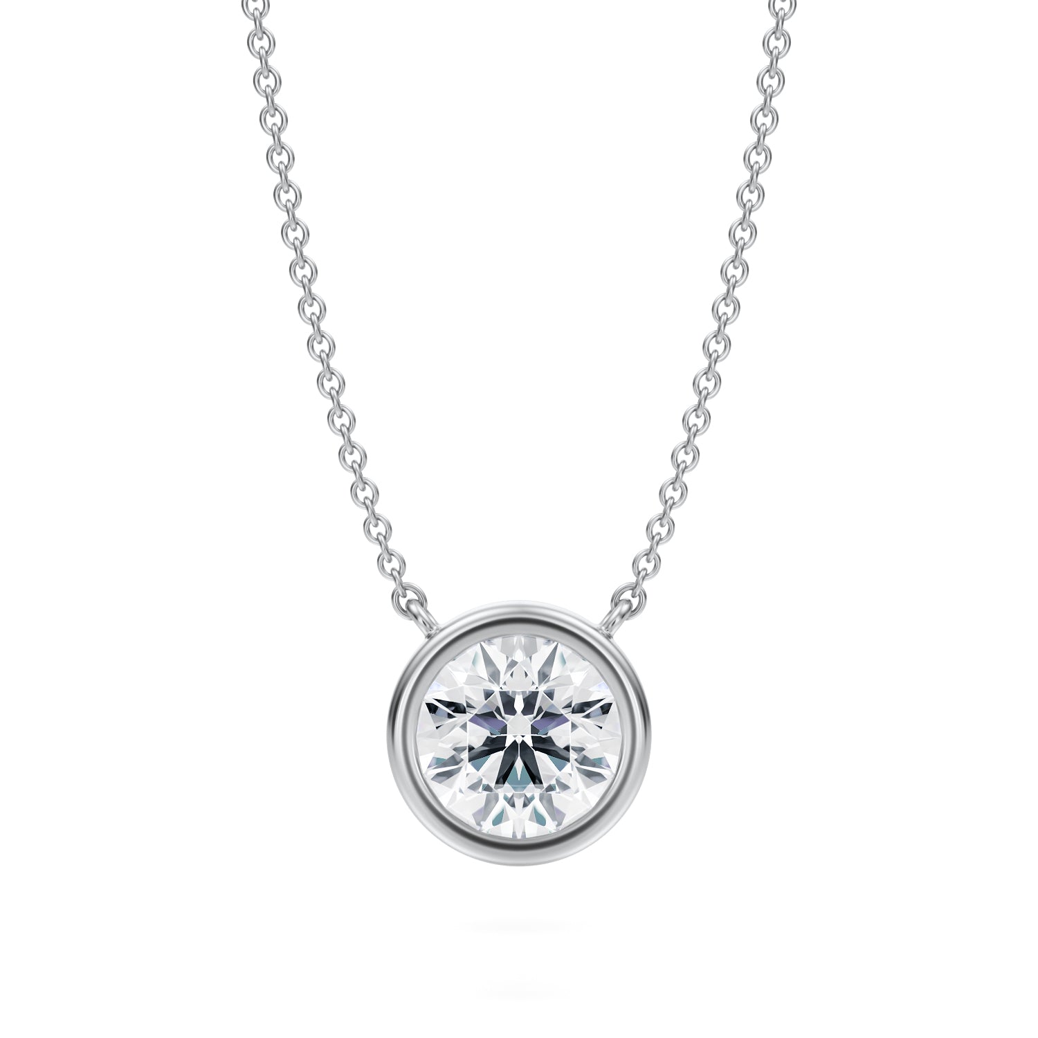 1.5 Carat Round Bezel Solitaire Pendant Necklace