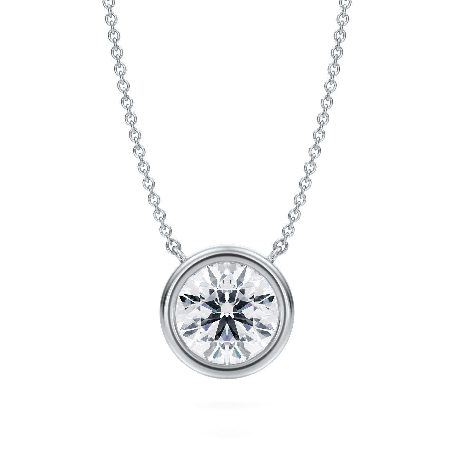 2.5 Carat Round Bezel Solitaire Pendant Necklace