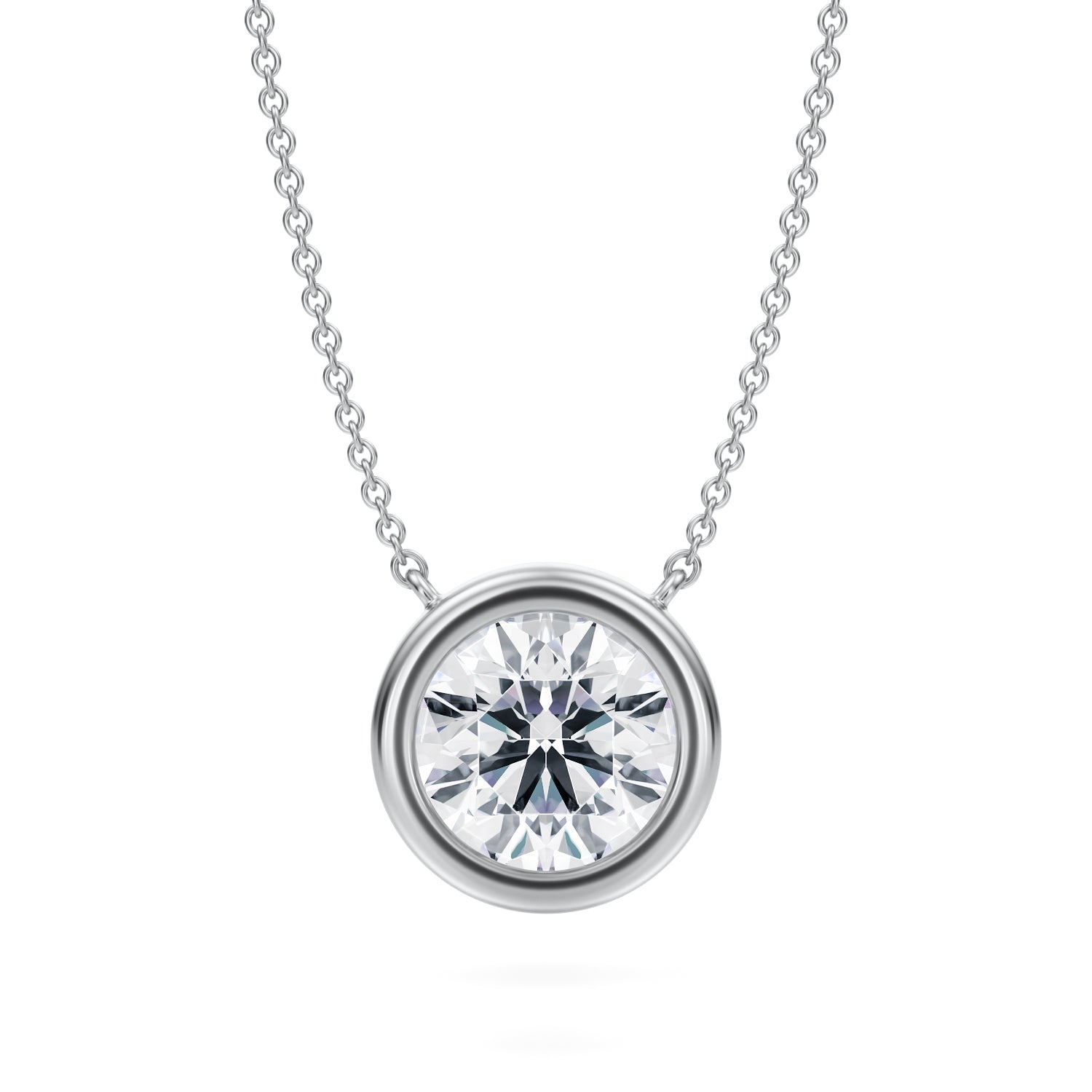 3 Carat Round Bezel Solitaire Pendant Necklace