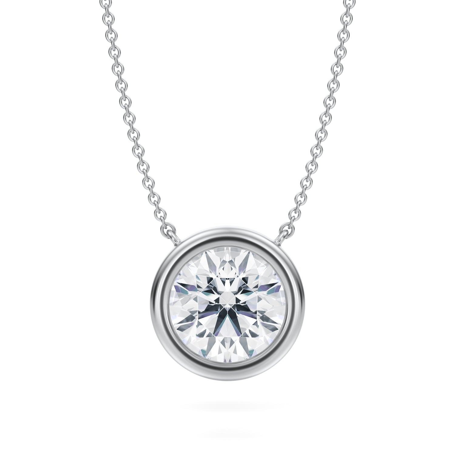 3.5 Carat Round Bezel Solitaire Pendant Necklace