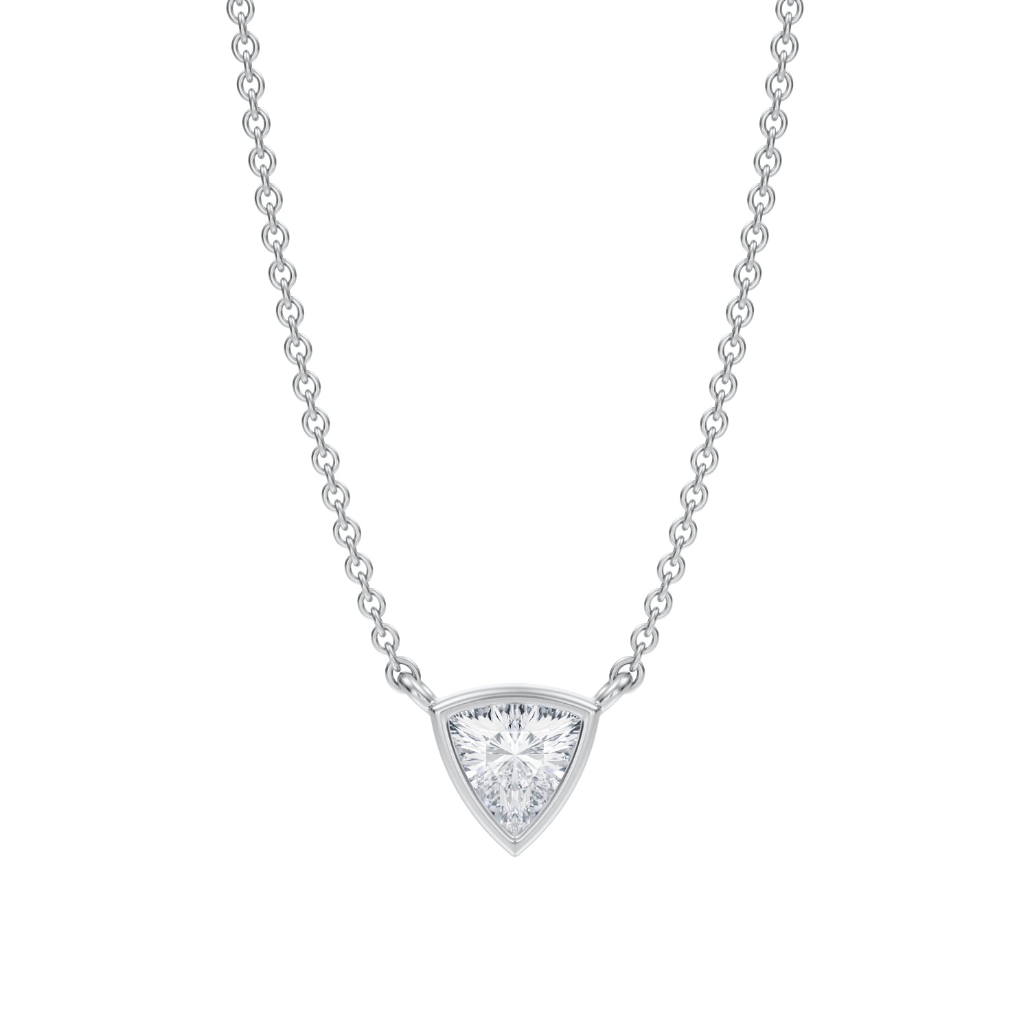 Trillion Bezel Solitaire Pendant Necklace