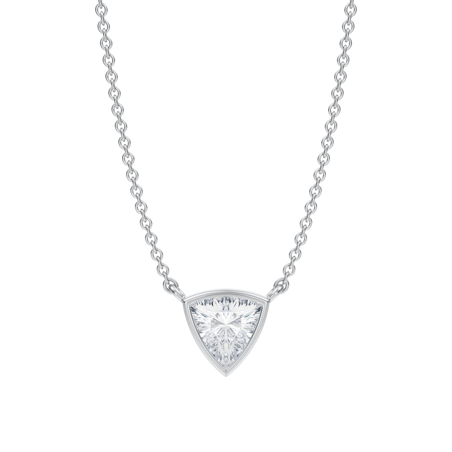 1/2 Carat Trillion Bezel Solitaire Pendant Necklace