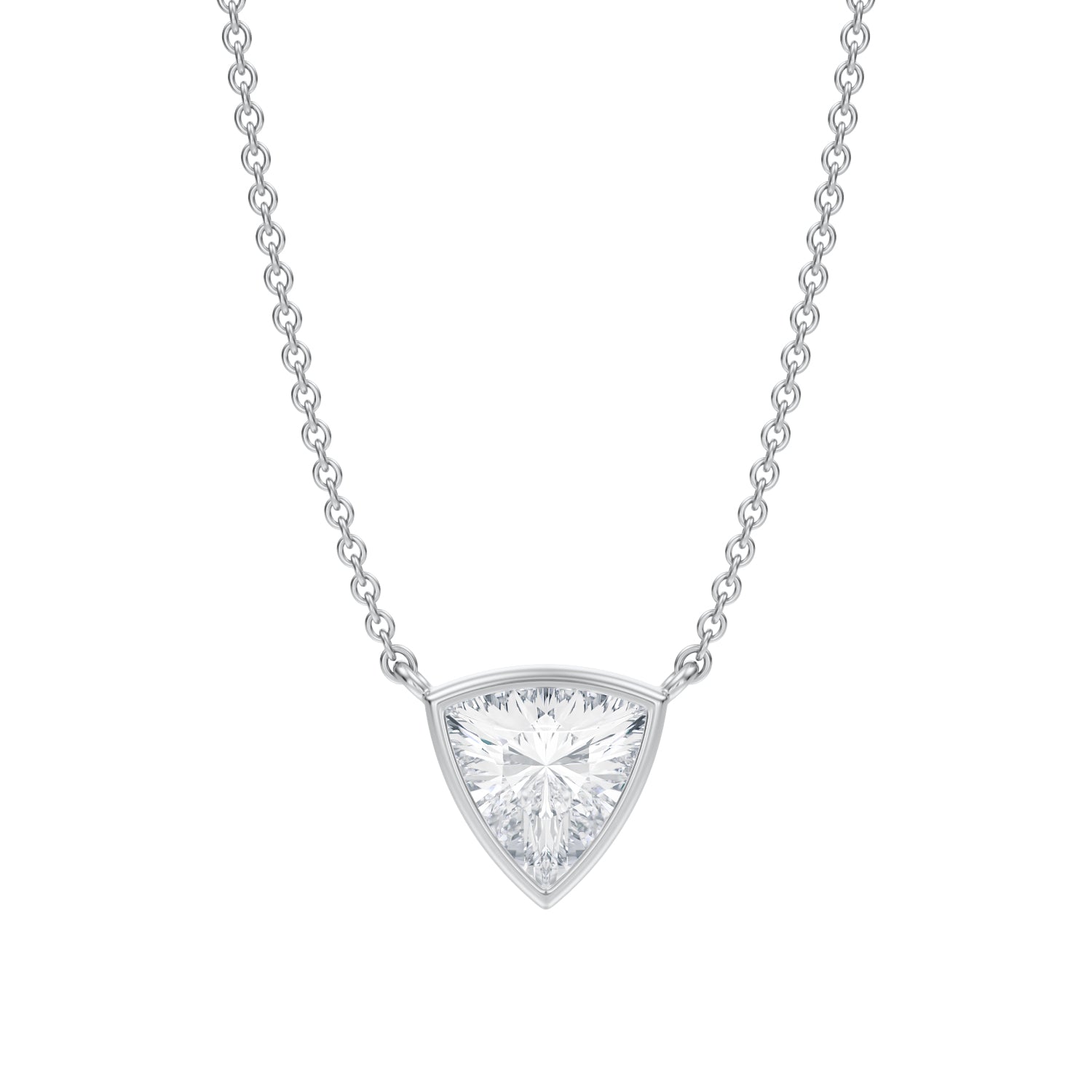 3/4 Carat Trillion Bezel Solitaire Pendant Necklace