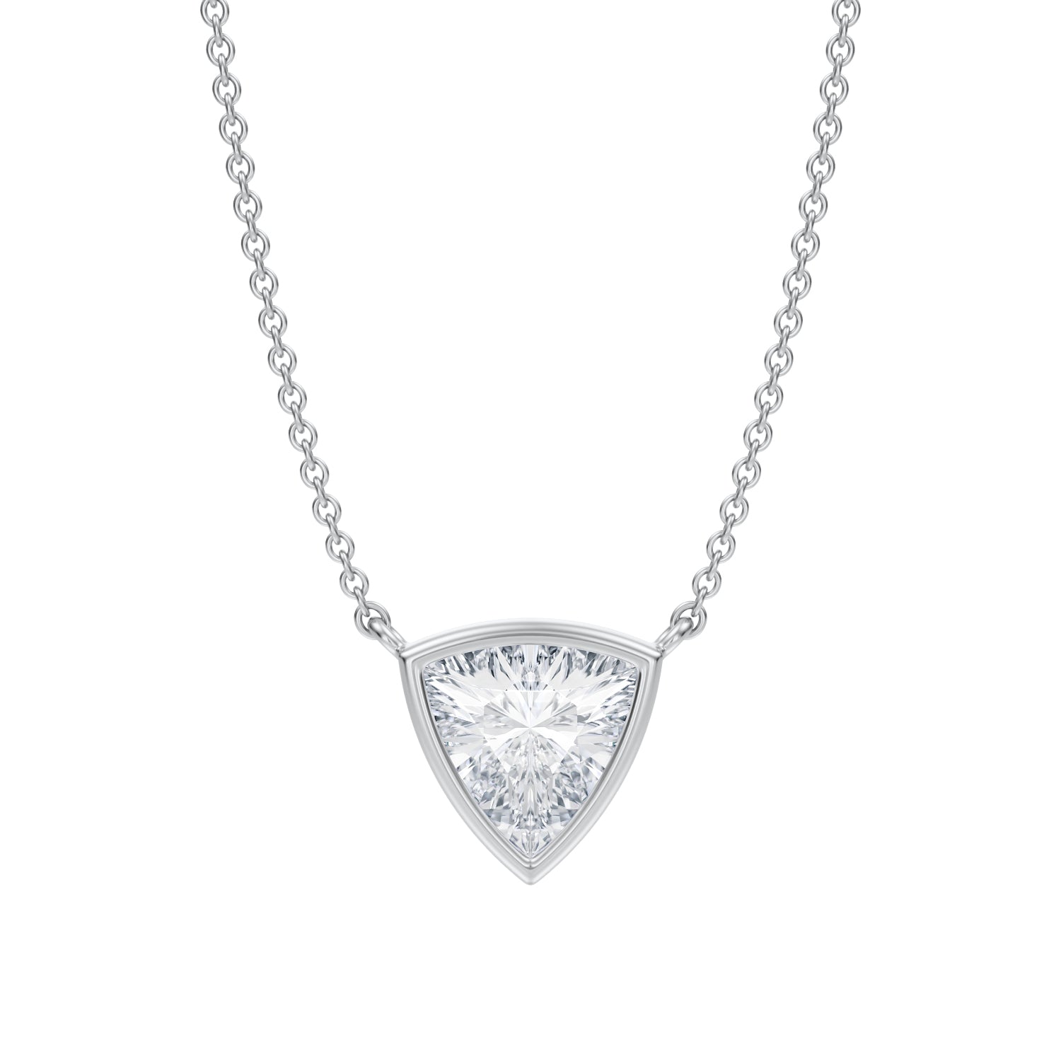 1 Carat Trillion Bezel Solitaire Pendant Necklace