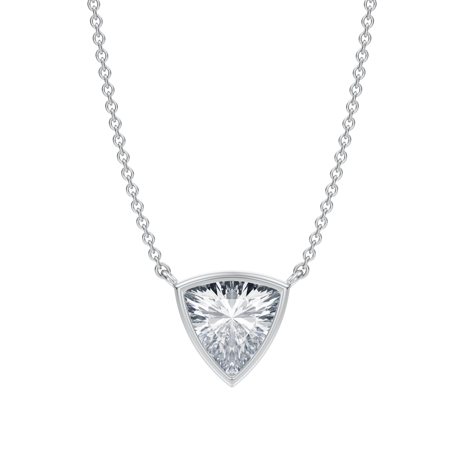 1.5 Carat Trillion Bezel Solitaire Pendant Necklace