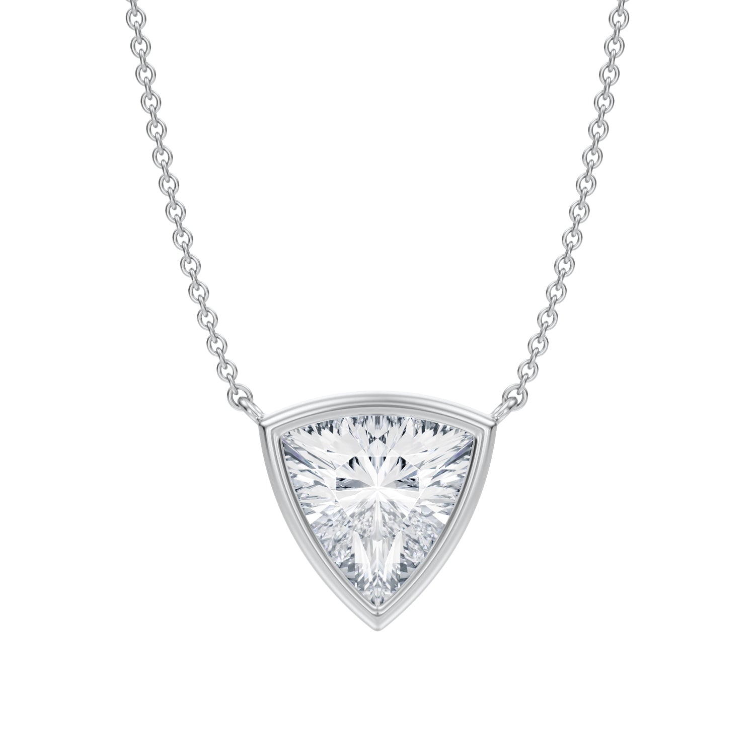 2 Carat Trillion Bezel Solitaire Pendant Necklace