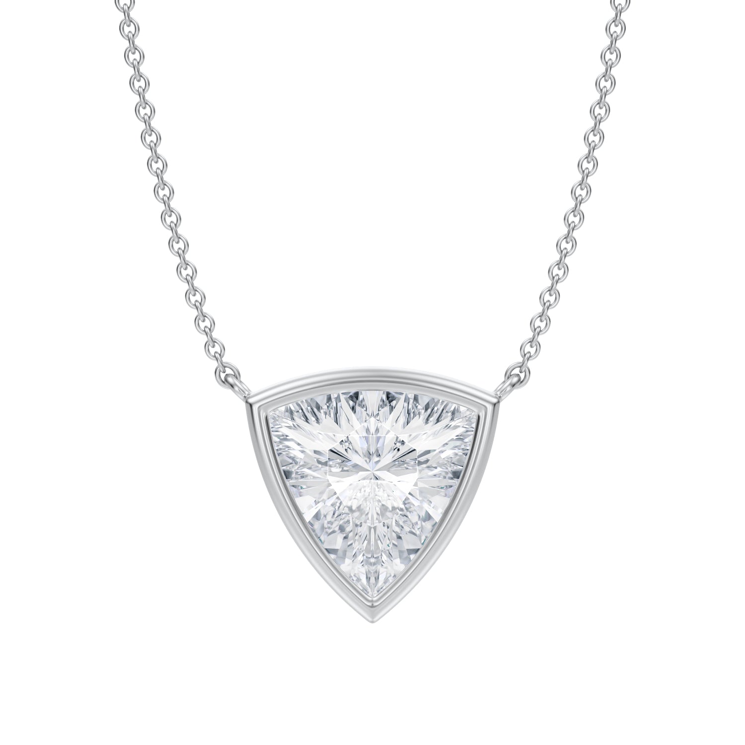 2.5 Carat Trillion Bezel Solitaire Pendant Necklace