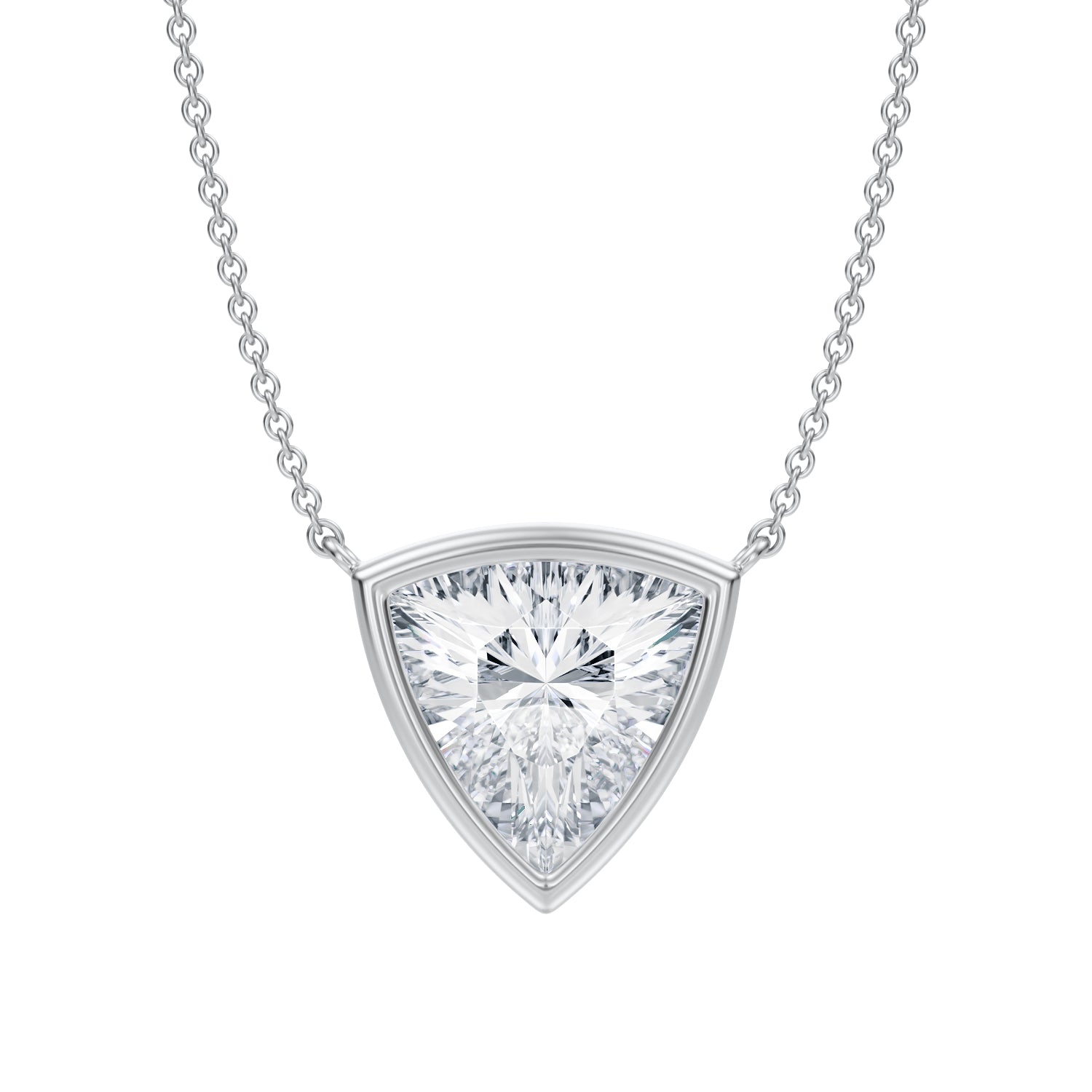 3 Carat Trillion Bezel Solitaire Pendant Necklace