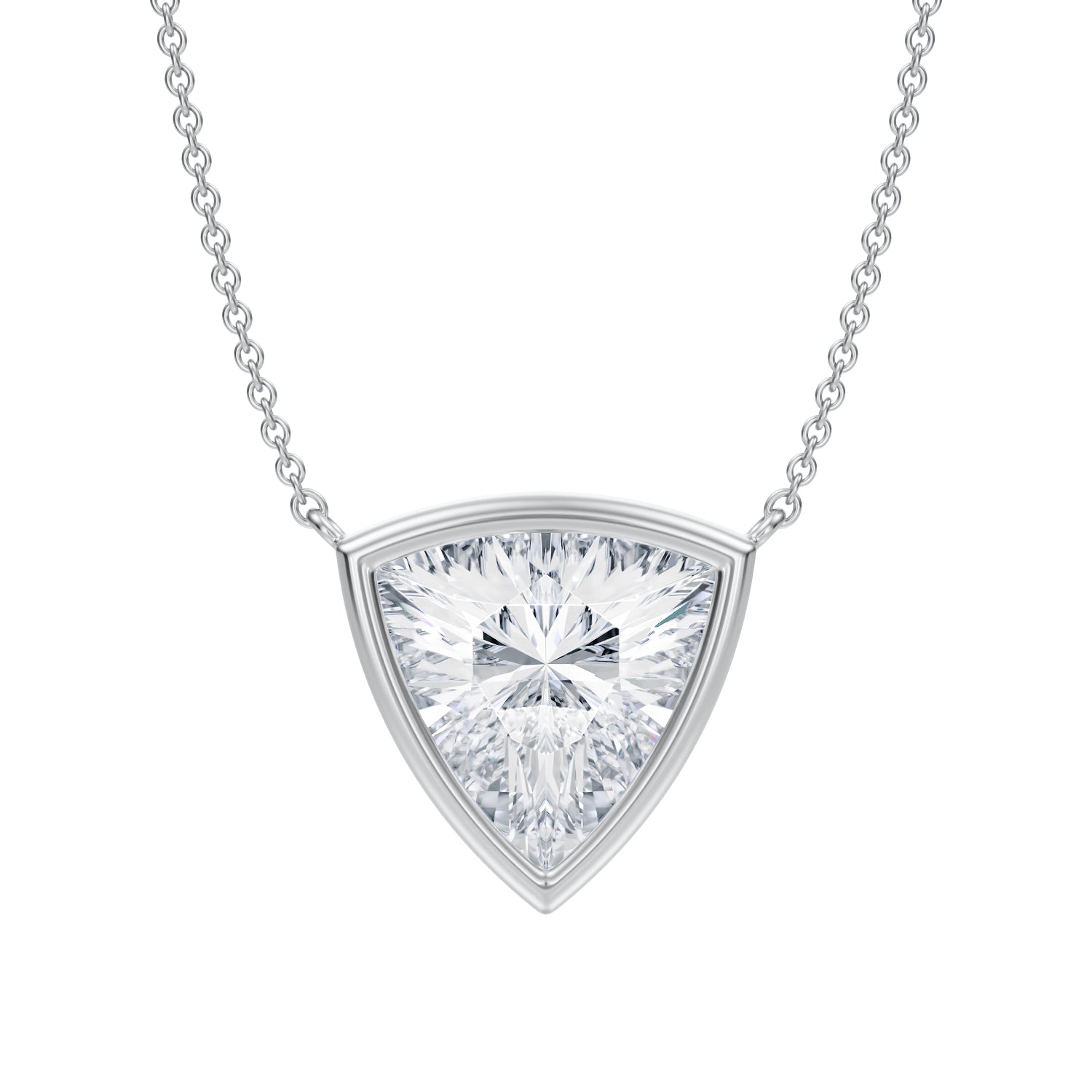 3.5 Carat Trillion Bezel Solitaire Pendant Necklace