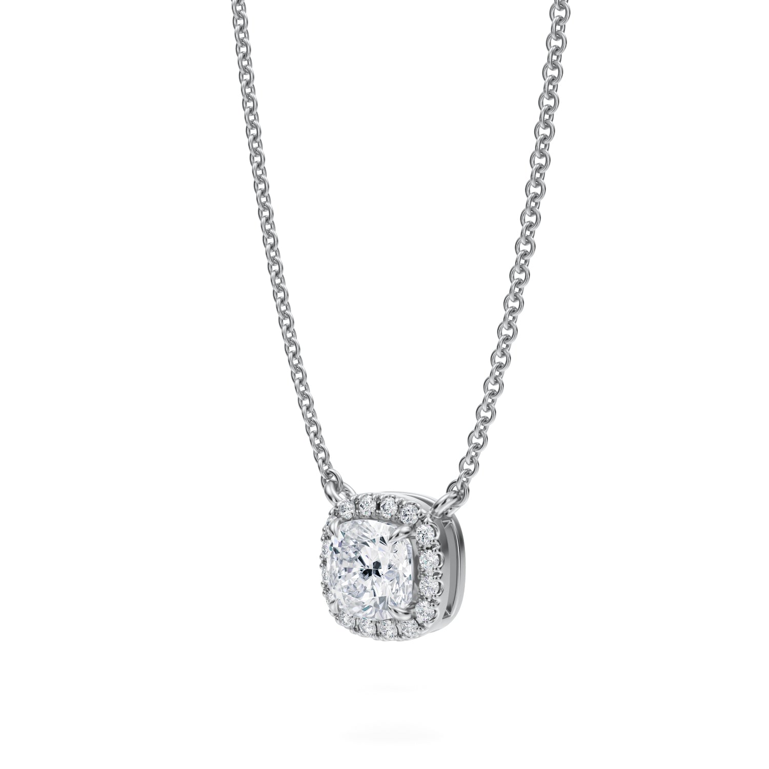 1/2 Carat Cushion Classic Halo Pendant