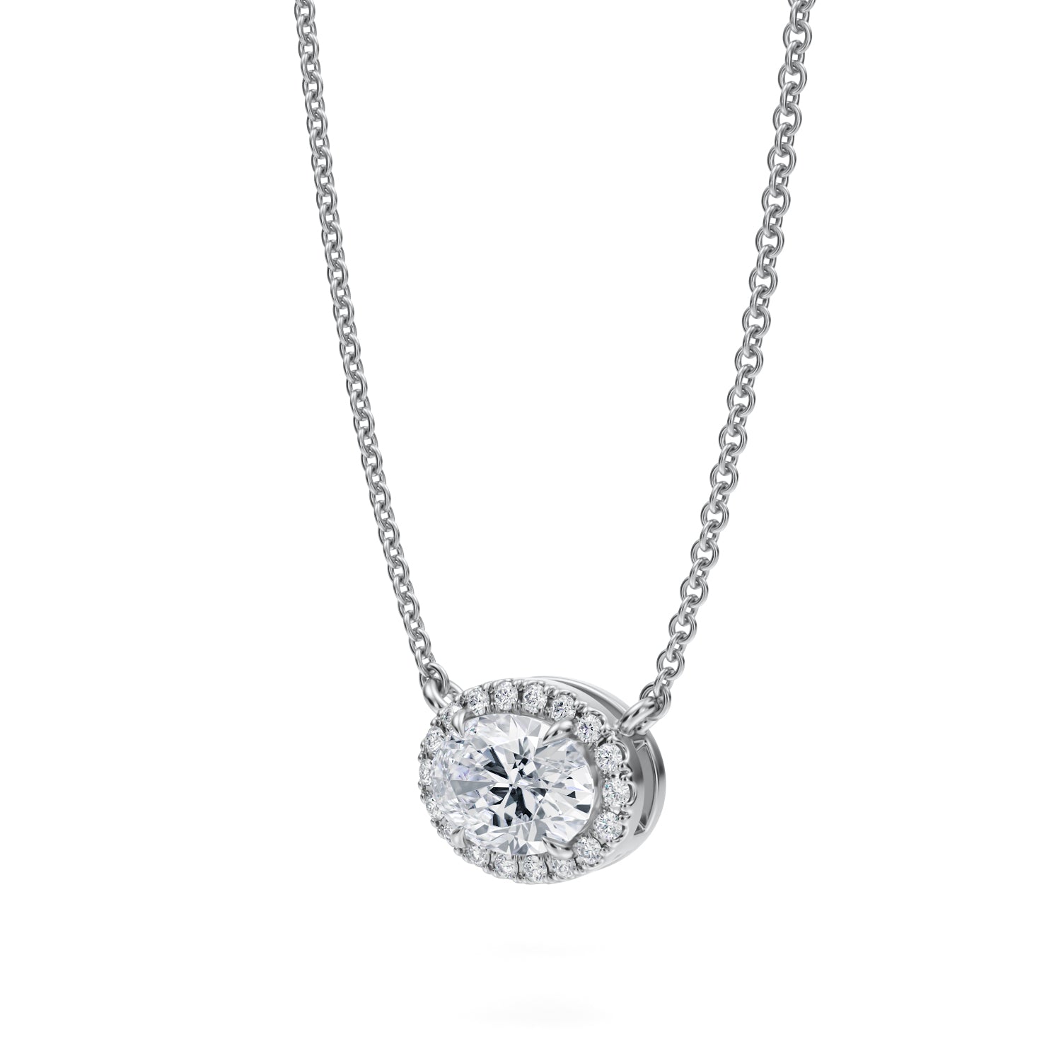 3/4 Carat Oval Classic Halo Pendant