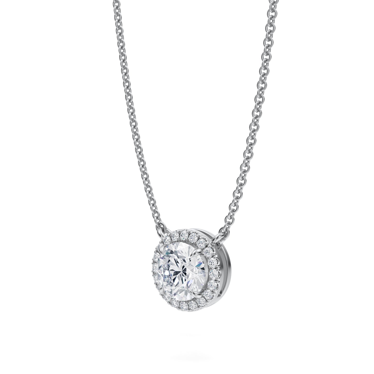 3/4 Carat Round Classic Halo Pendant