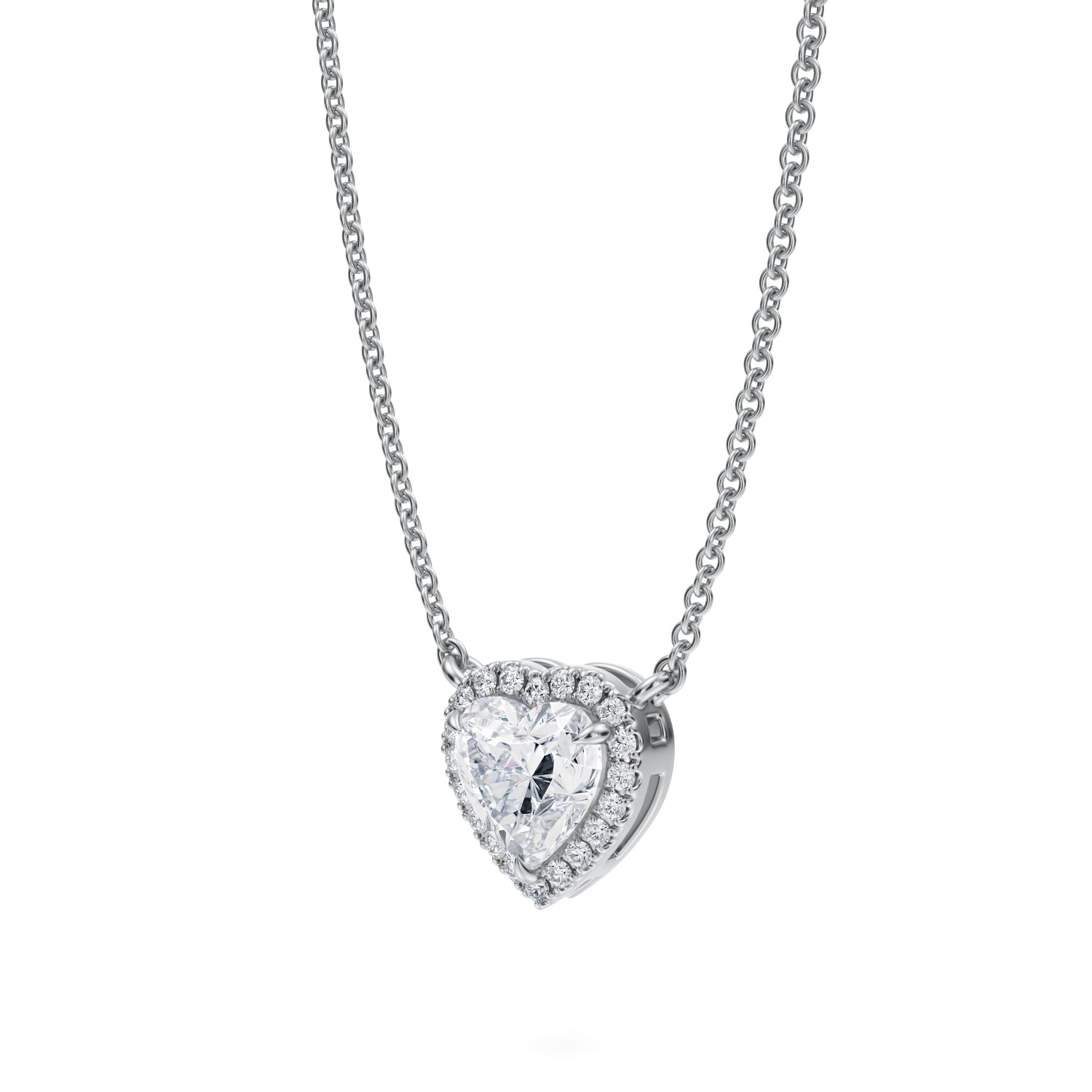 1 Carat Heart Shape Classic Halo Pendant