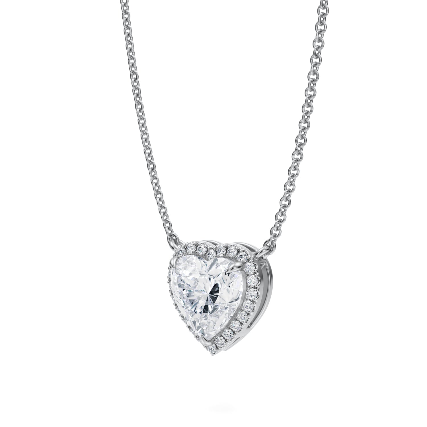 1.5 Carat Heart Shape Classic Halo Pendant