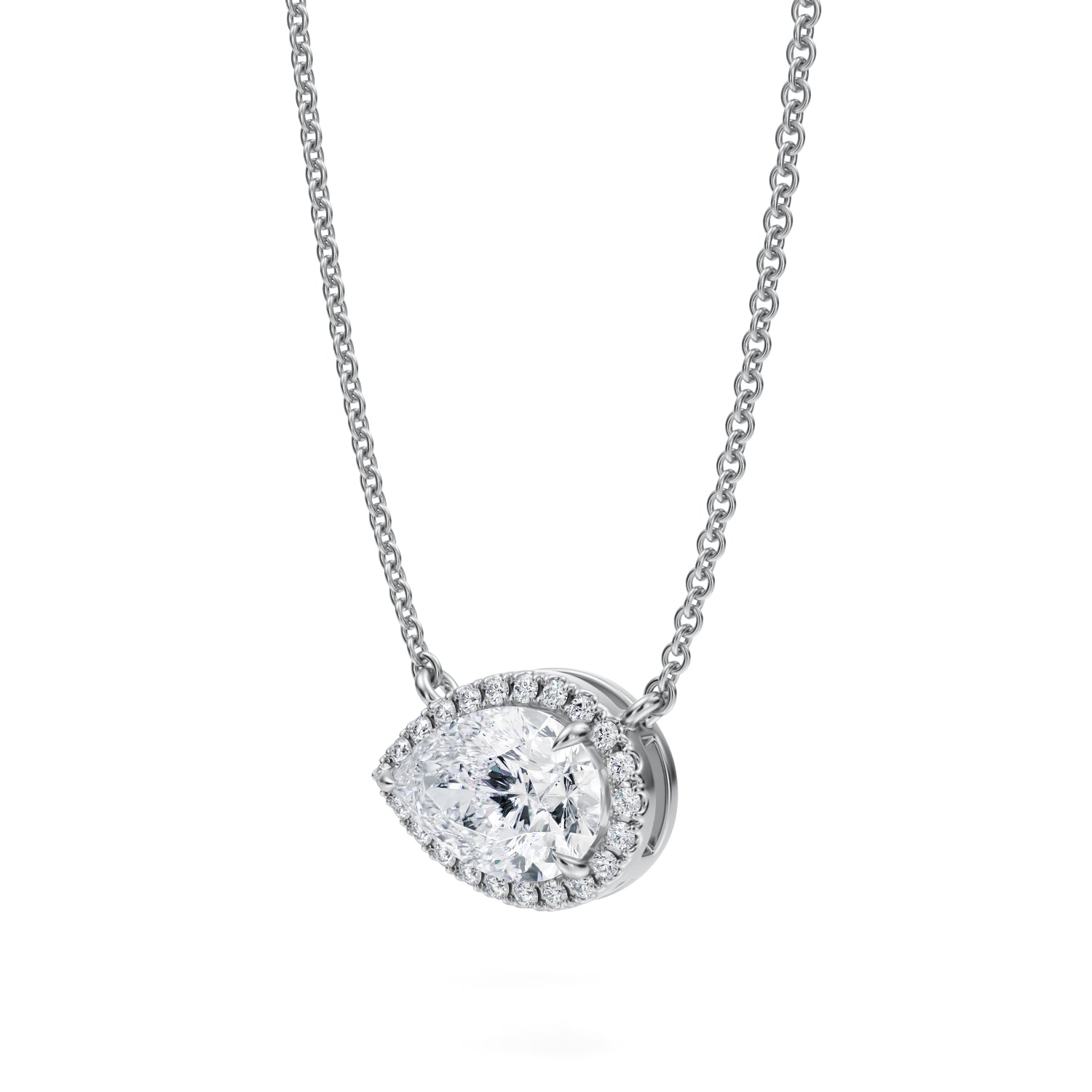 1.5 Carat Pear Classic Halo Pendant