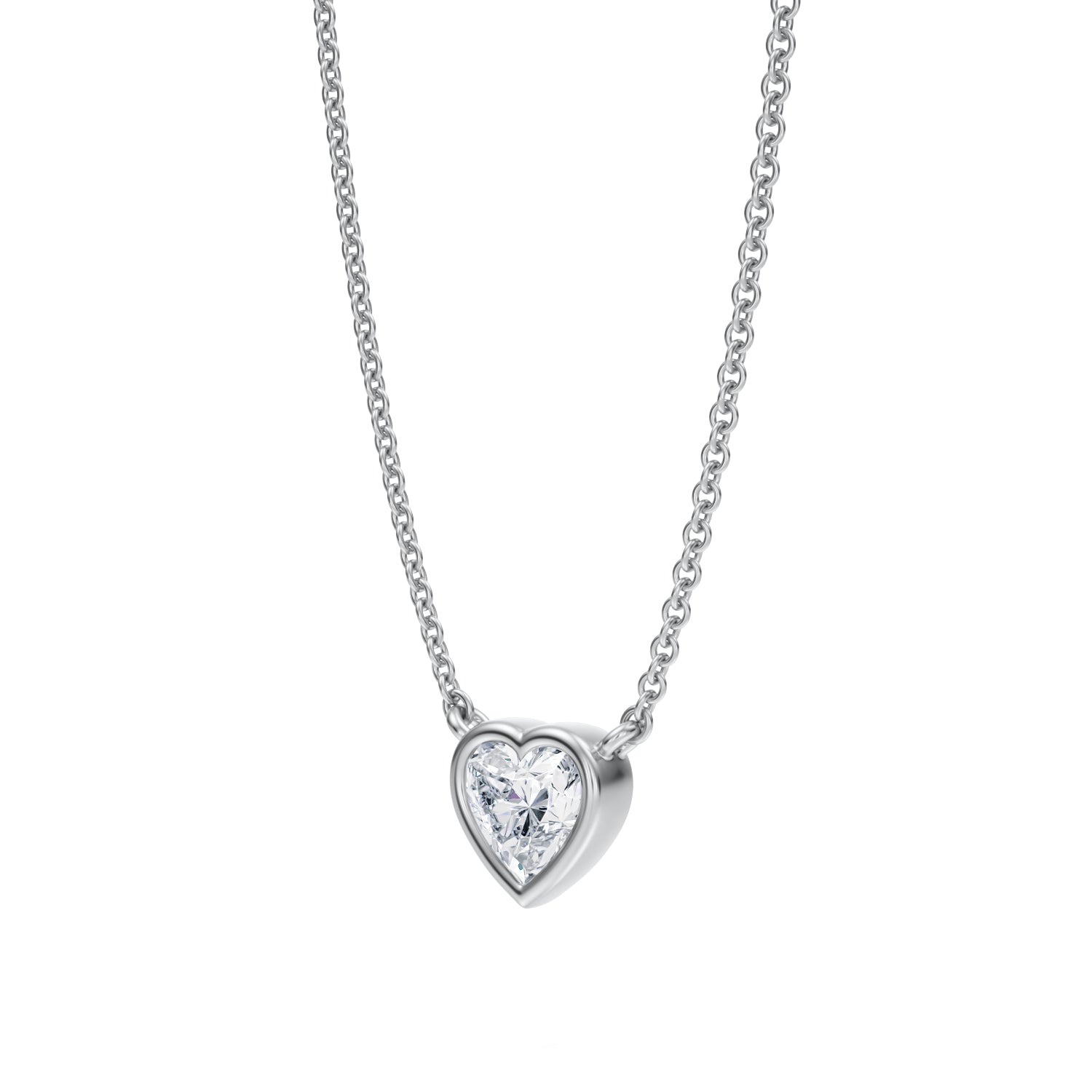 1/2 Carat Heart Shape Bezel Solitaire Pendant Necklace