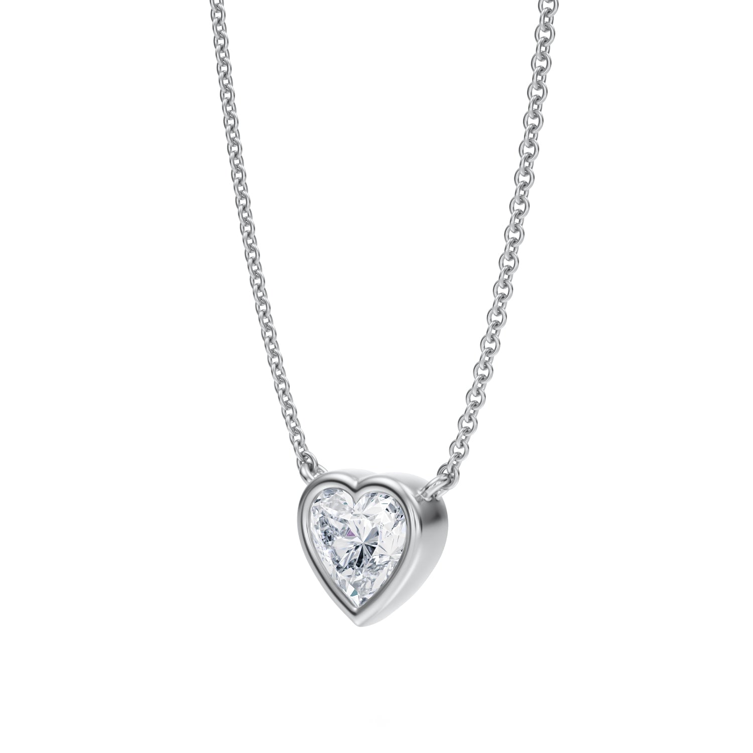 3/4 Carat Heart Shape Bezel Solitaire Pendant Necklace