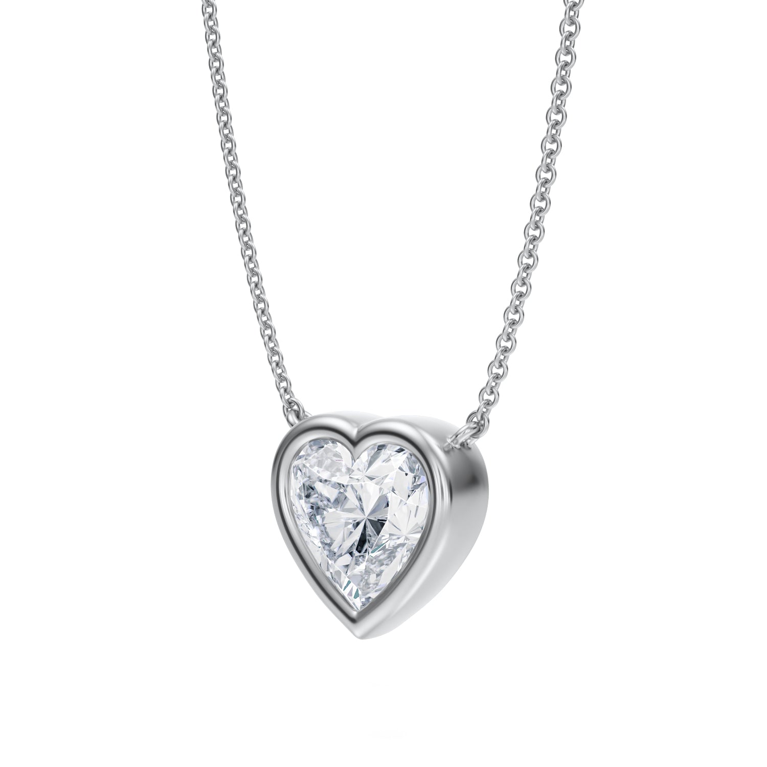 2.5 Carat Heart Shape Bezel Solitaire Pendant Necklace