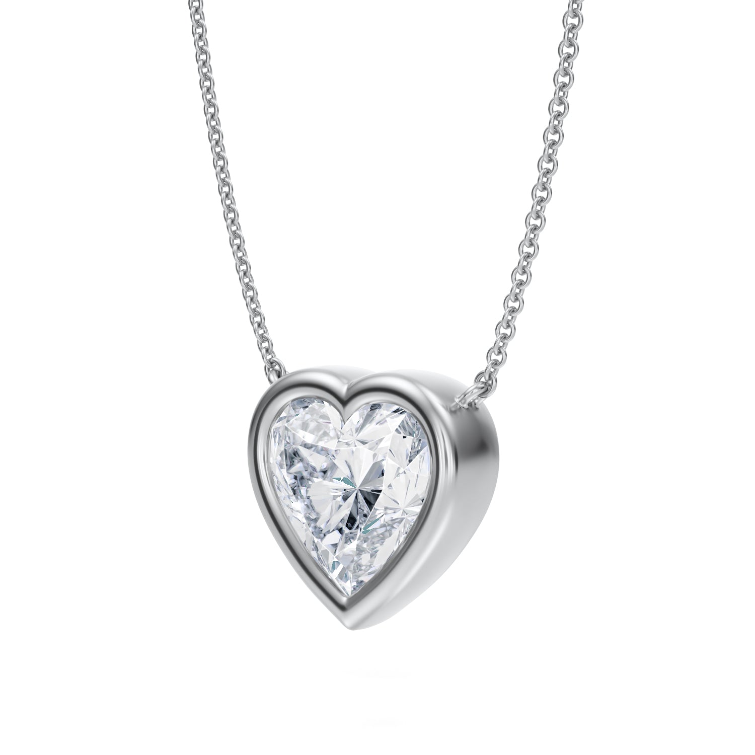 3.5 Carat Heart Shape Bezel Solitaire Pendant Necklace