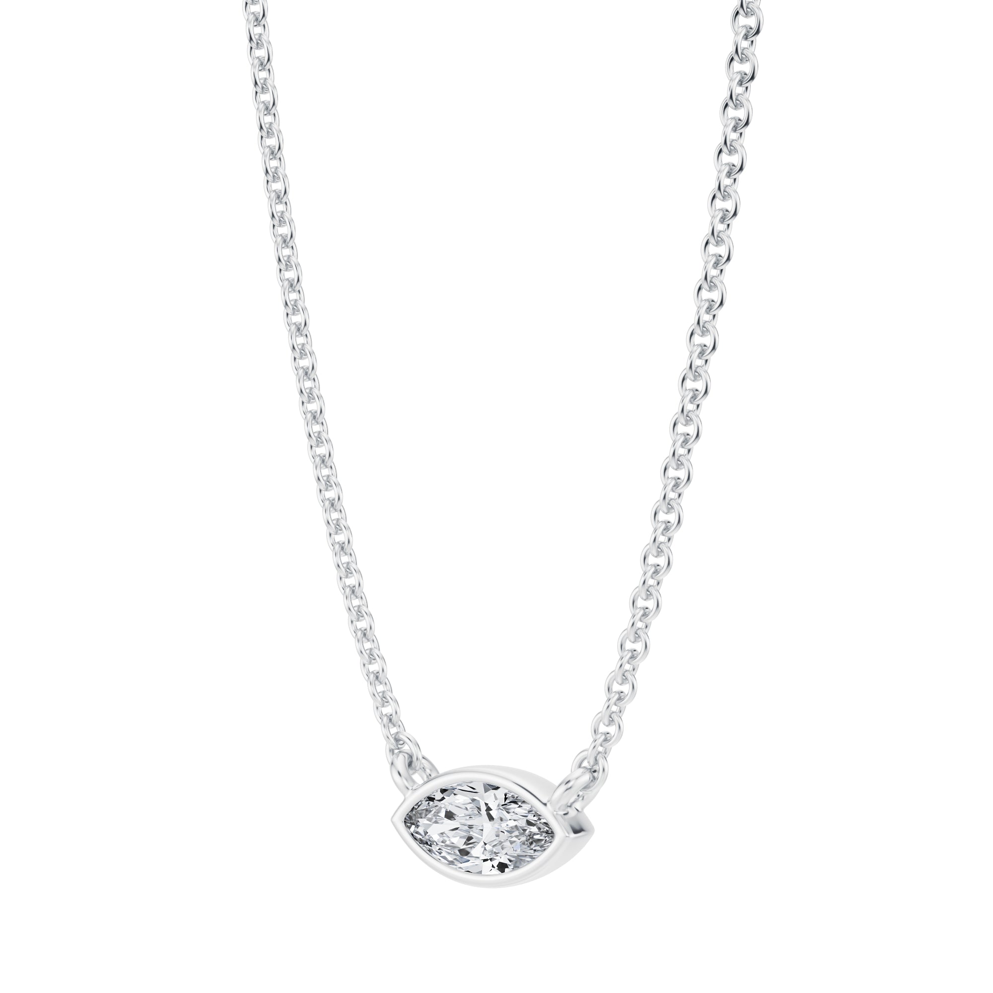 Marquise Bezel Solitaire Pendant Necklace