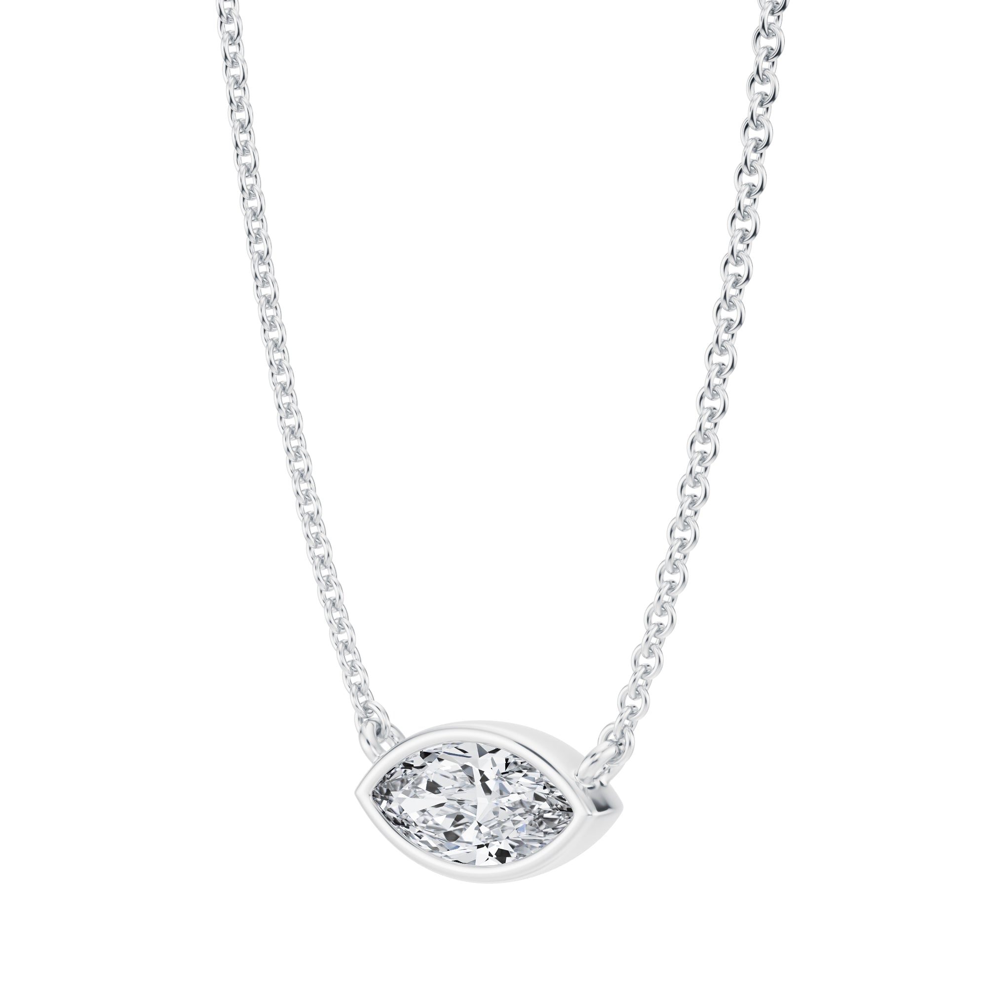 1/2 Carat Marquise Bezel Solitaire Pendant Necklace