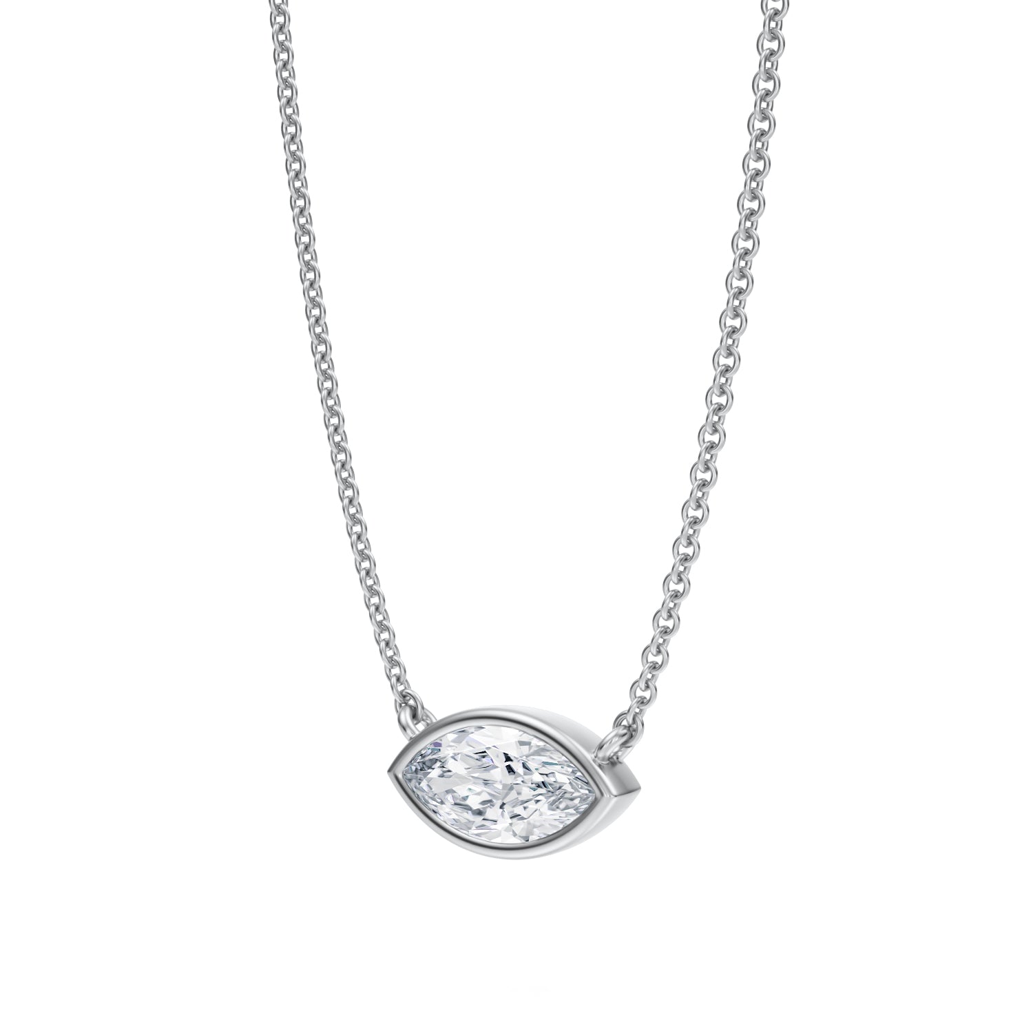 3/4 Carat Marquise Bezel Solitaire Pendant Necklace