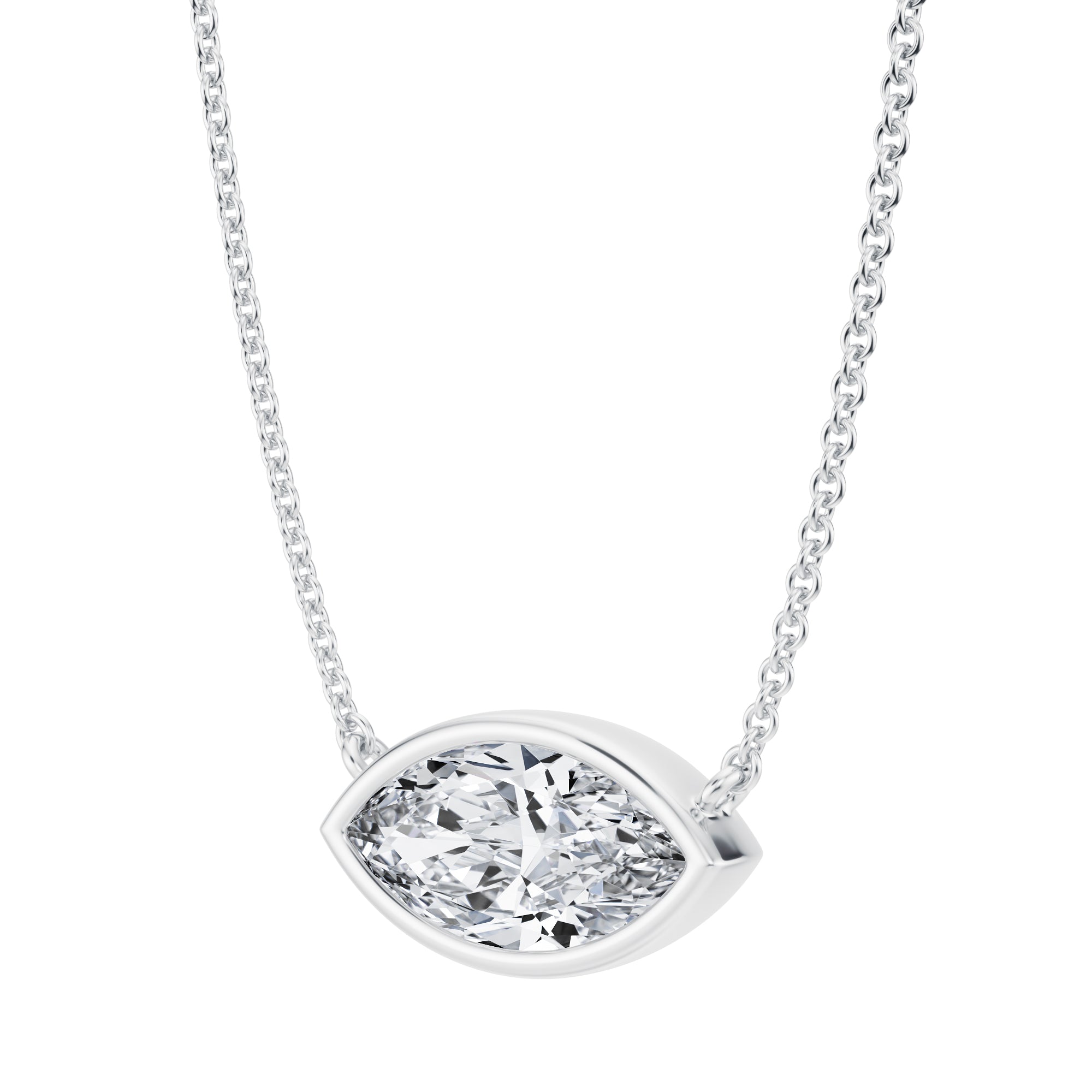 1.5 Carat Marquise Bezel Solitaire Pendant Necklace