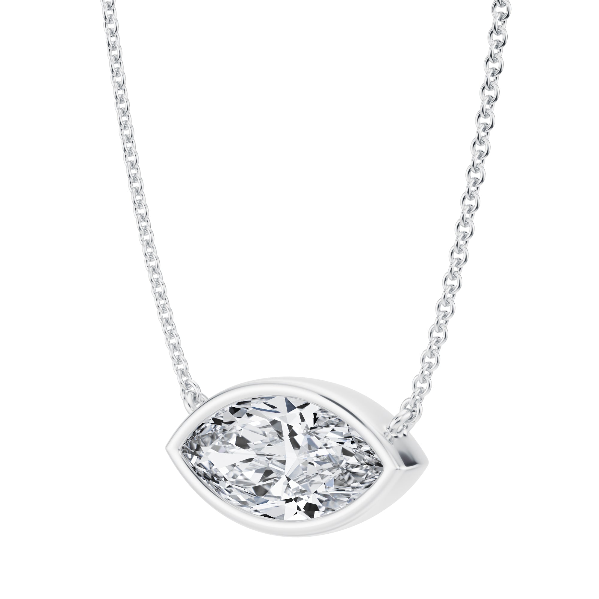 2 Carat Marquise Bezel Solitaire Pendant Necklace