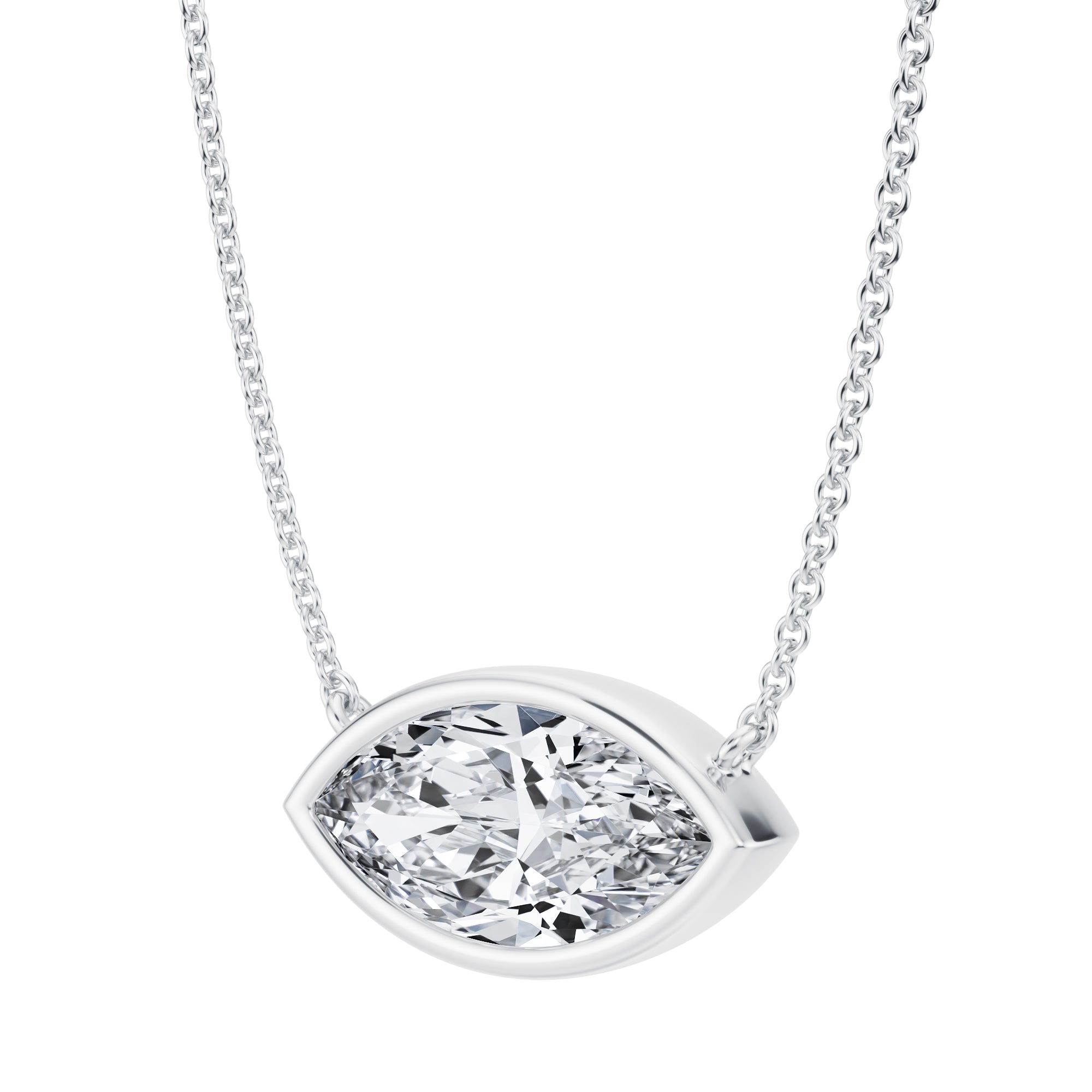 2.5 Carat Marquise Bezel Solitaire Pendant Necklace