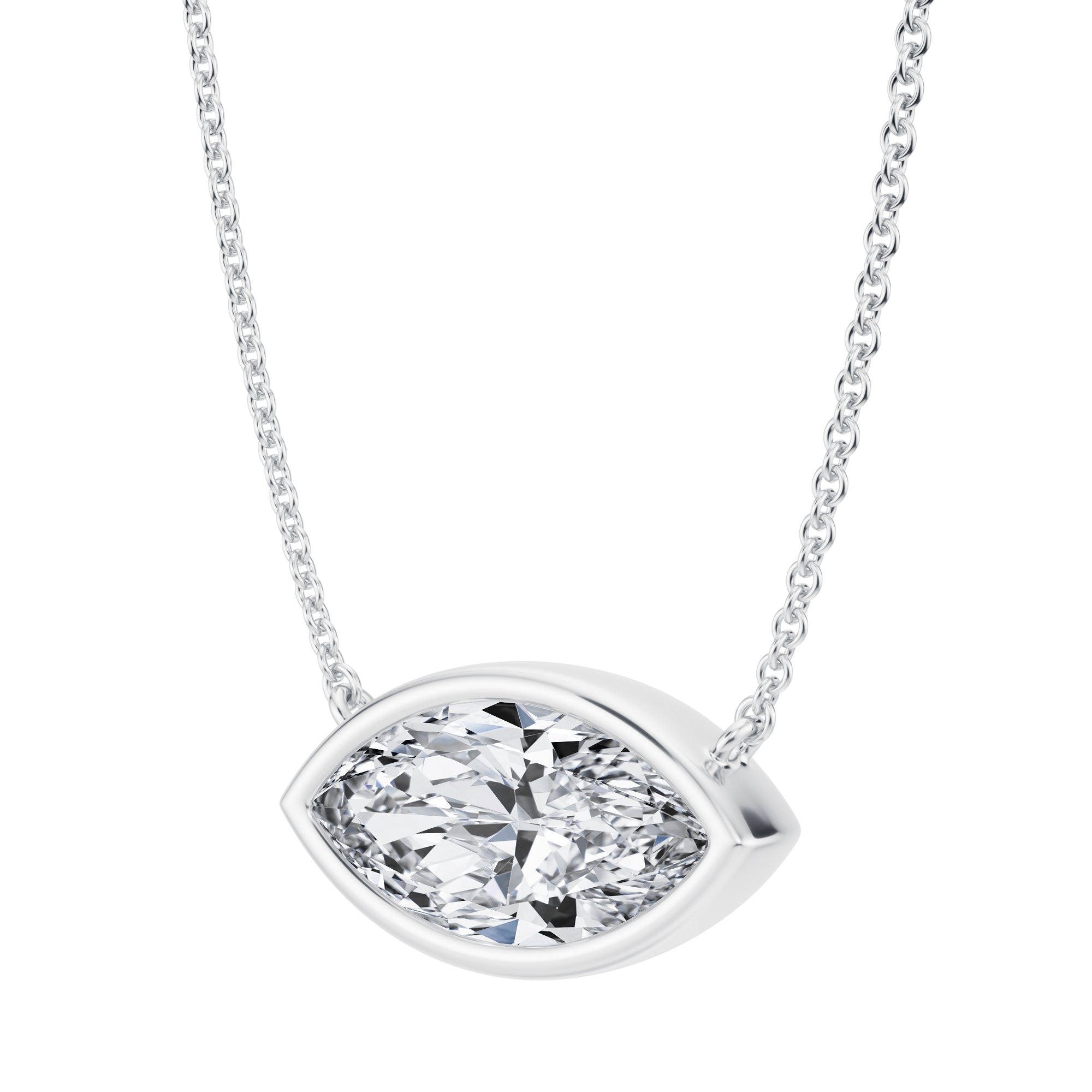 3 Carat Marquise Bezel Solitaire Pendant Necklace