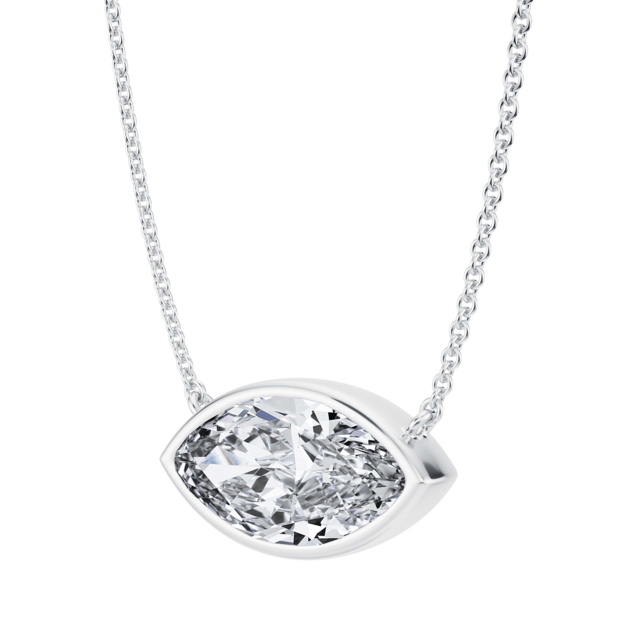 3.5 Carat Marquise Bezel Solitaire Pendant Necklace