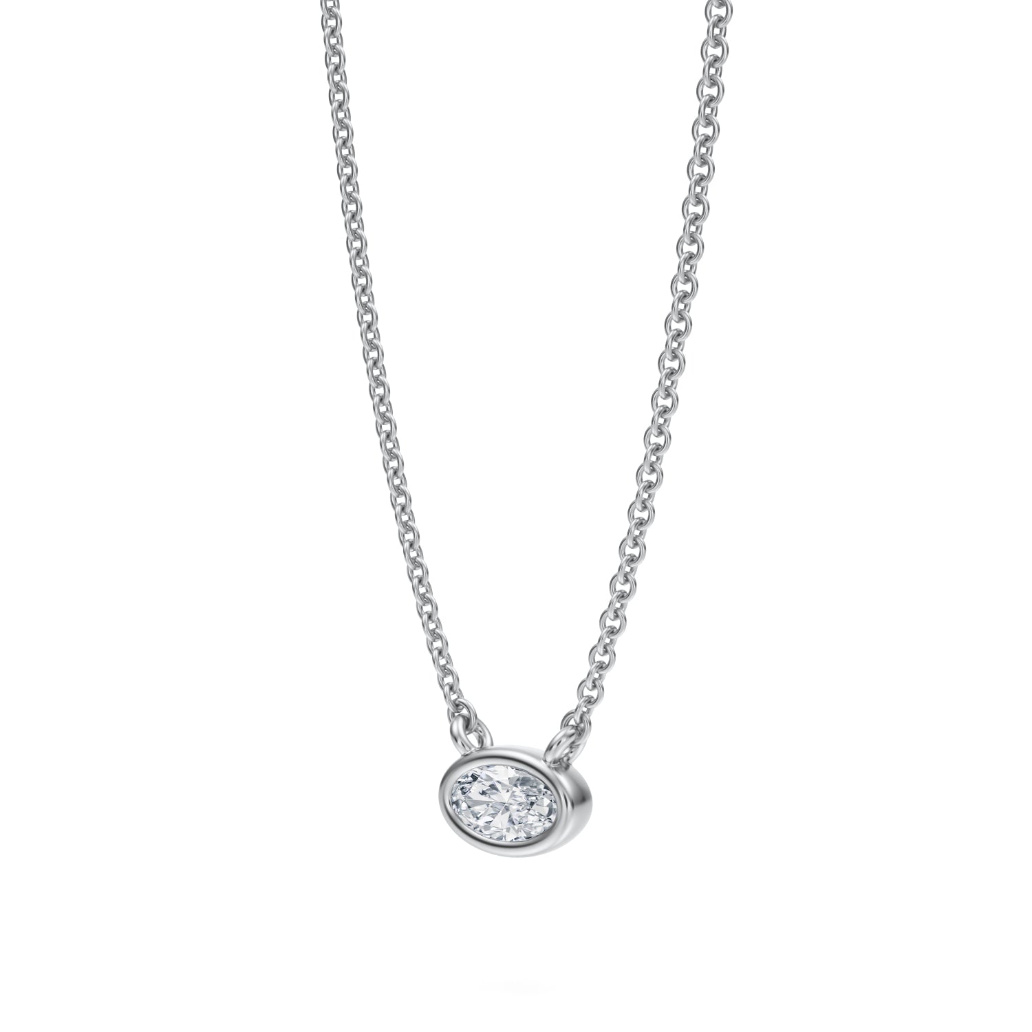 Oval Bezel Solitaire Pendant Necklace