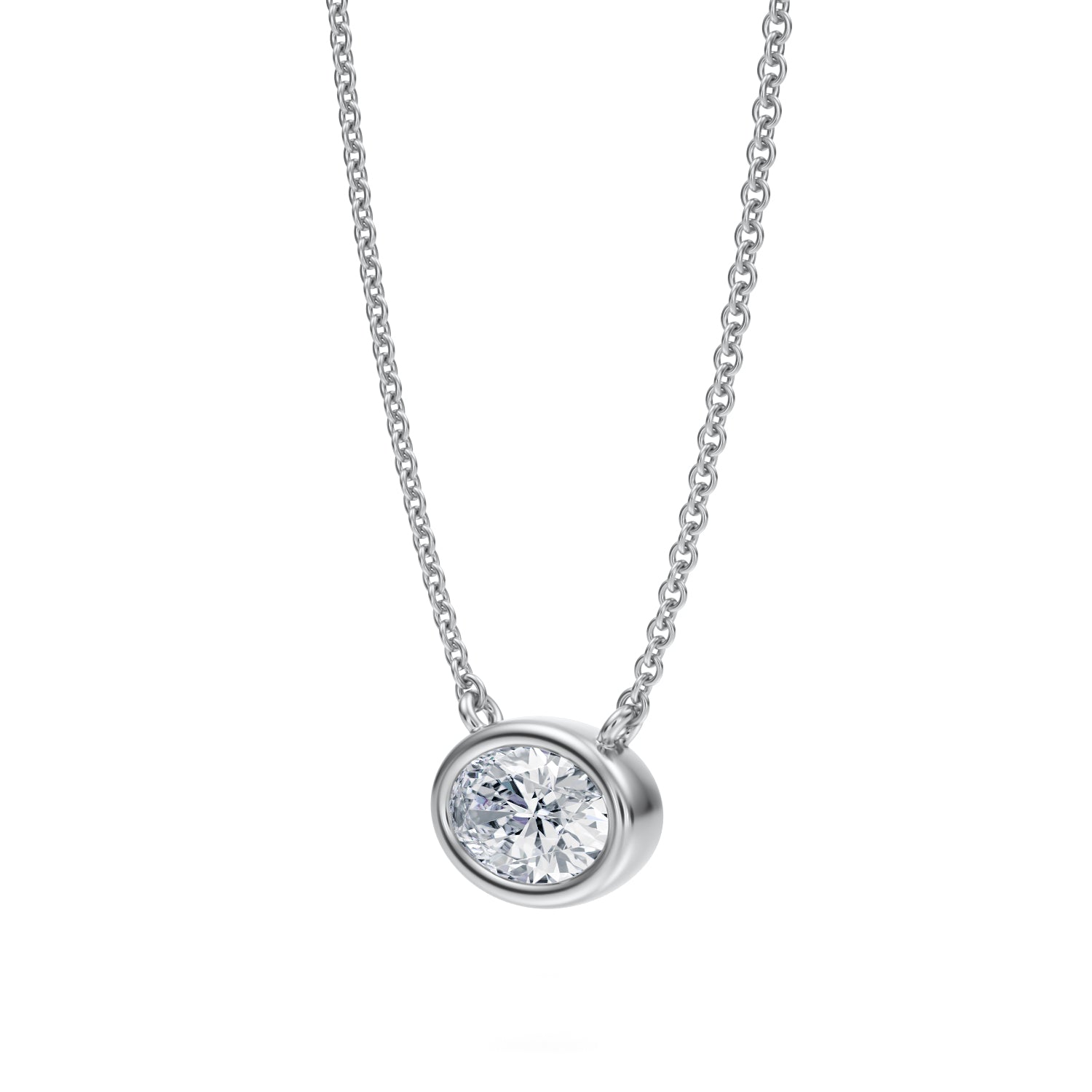 3/4 Carat Oval Bezel Solitaire Pendant Necklace