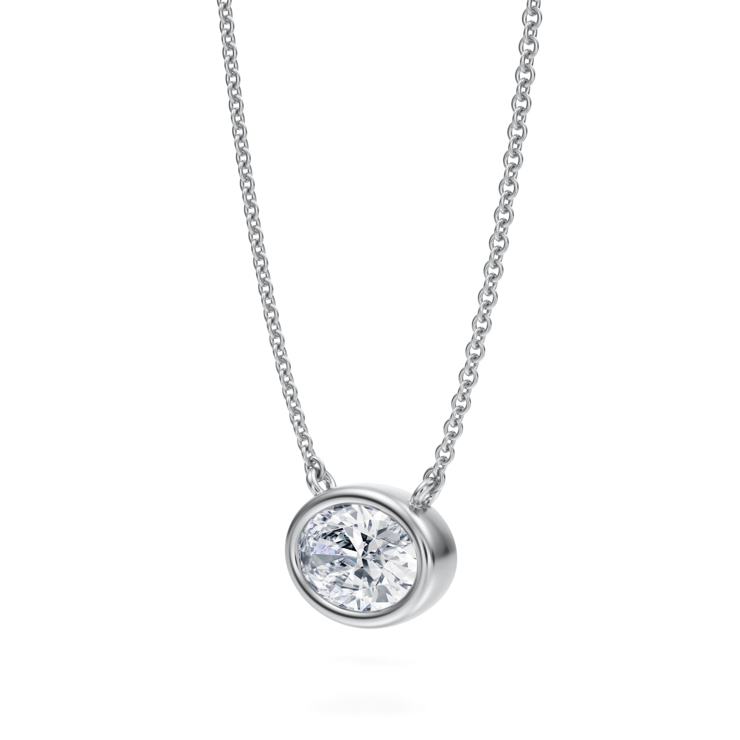 1 Carat Oval Bezel Solitaire Pendant Necklace