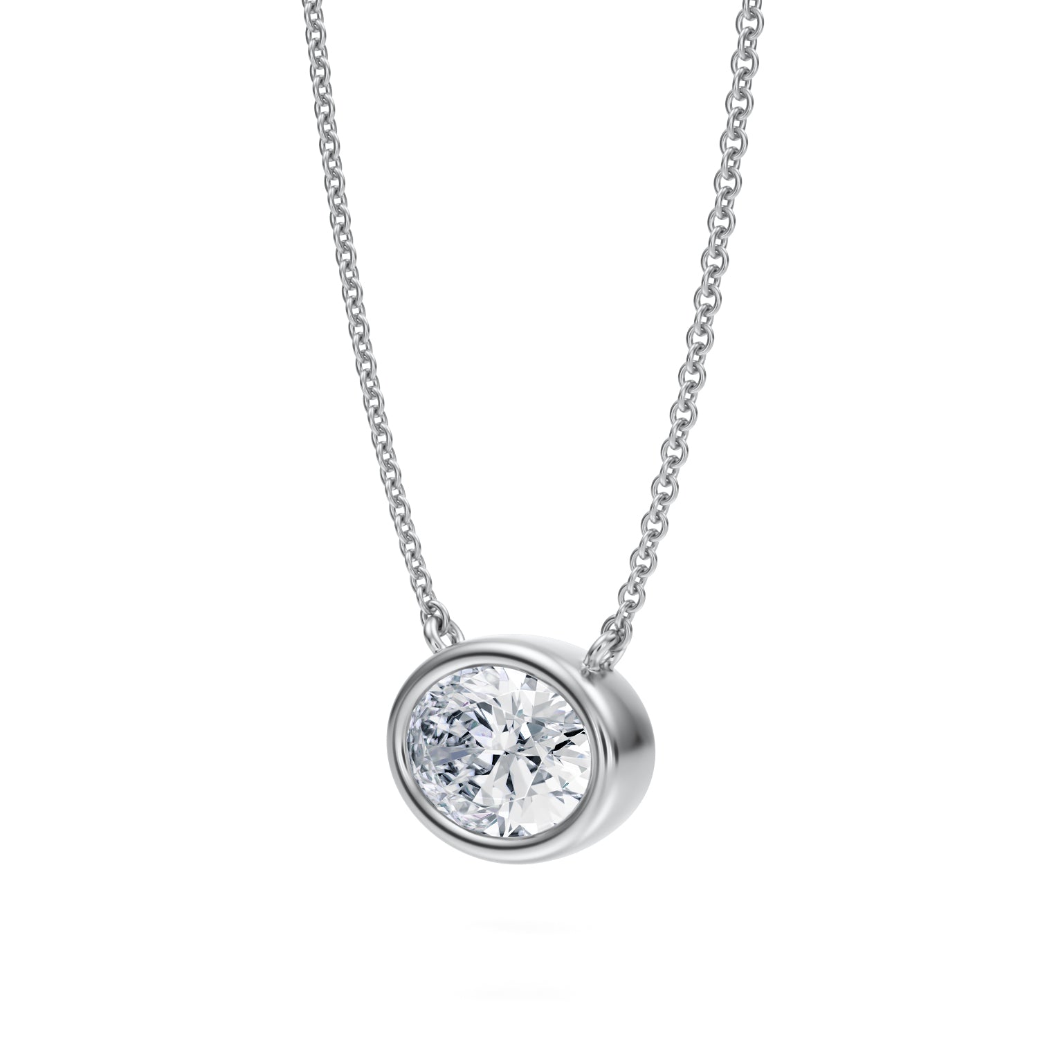 1.5 Carat Oval Bezel Solitaire Pendant Necklace