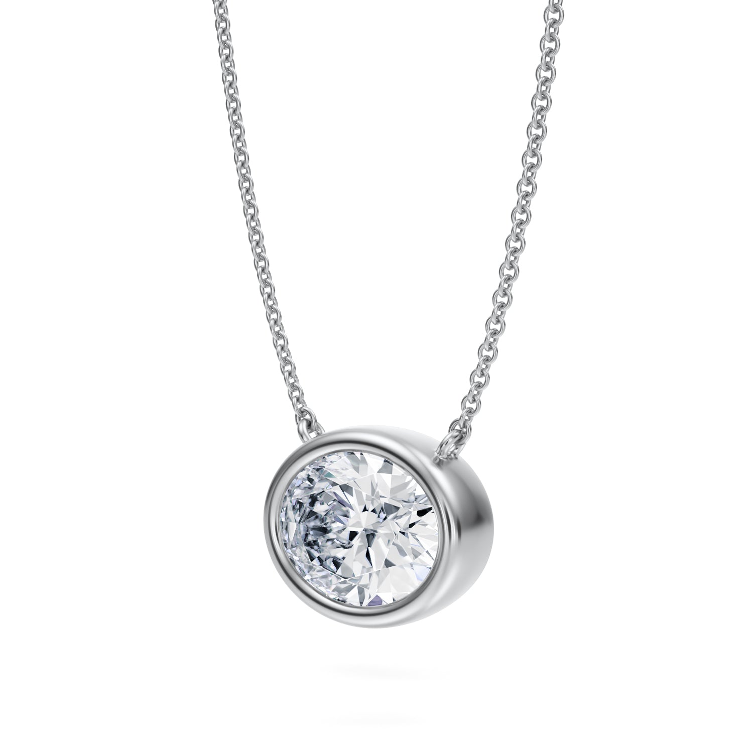 2.5 Carat Oval Bezel Solitaire Pendant Necklace