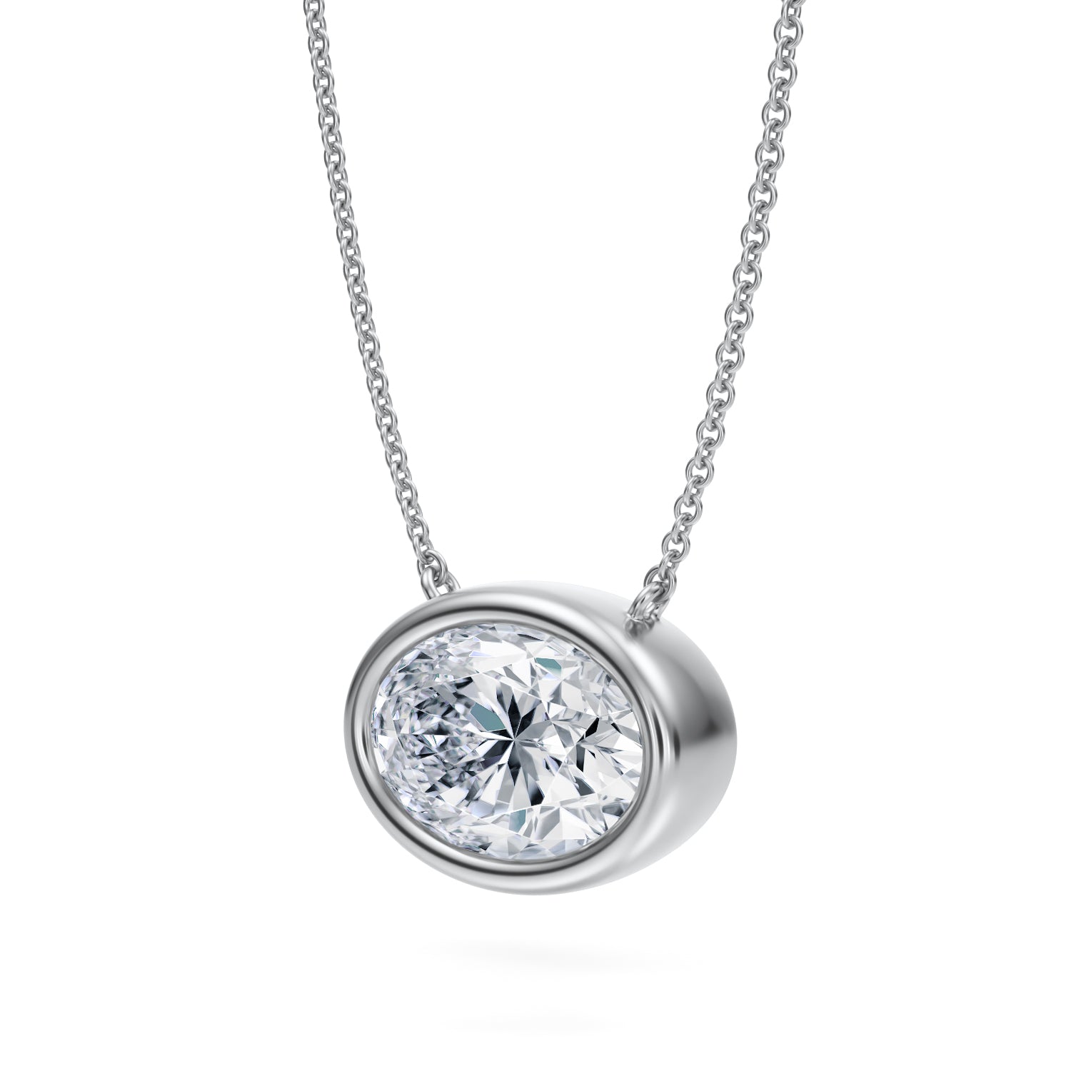 3.5 Carat Oval Bezel Solitaire Pendant Necklace