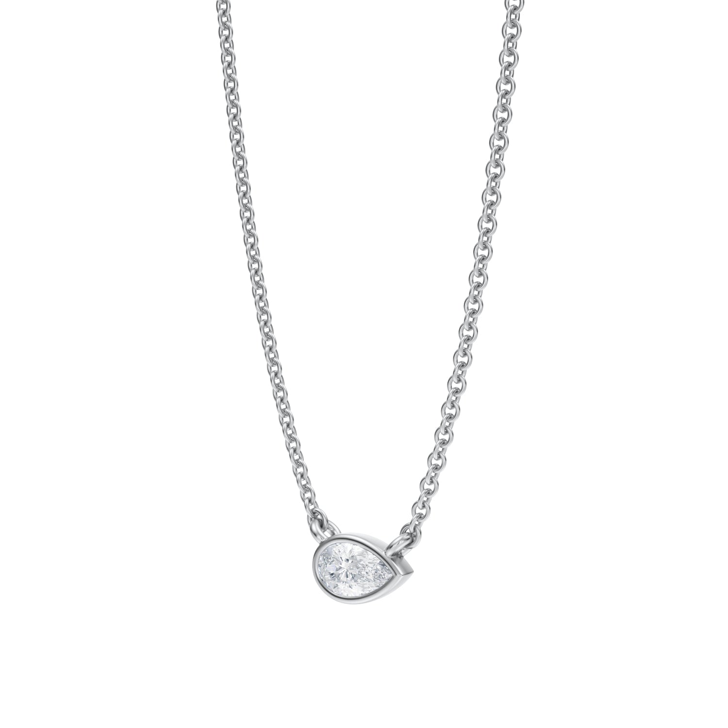 Pear Bezel Solitaire Pendant Necklace