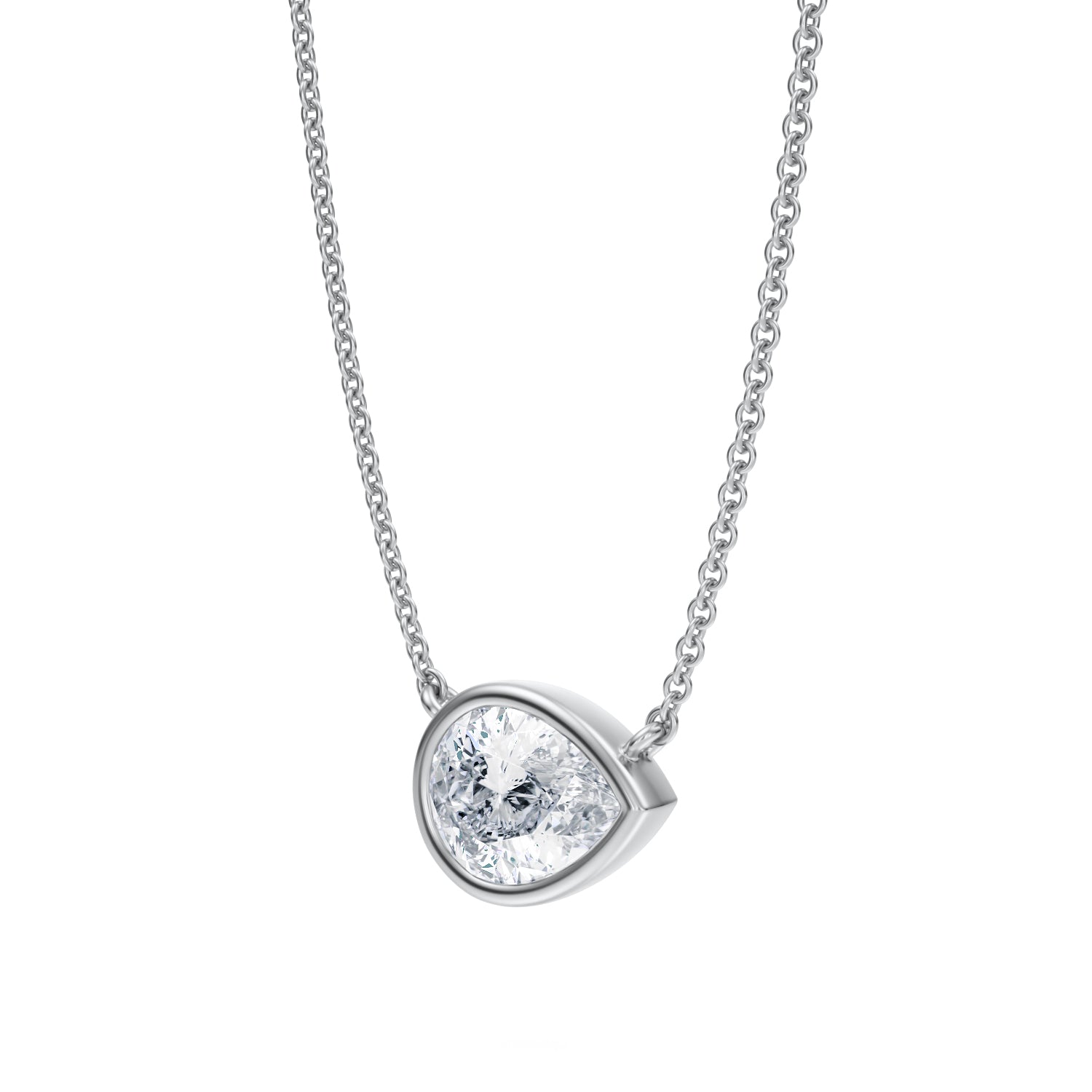 1.5 Carat Pear Bezel Solitaire Pendant Necklace