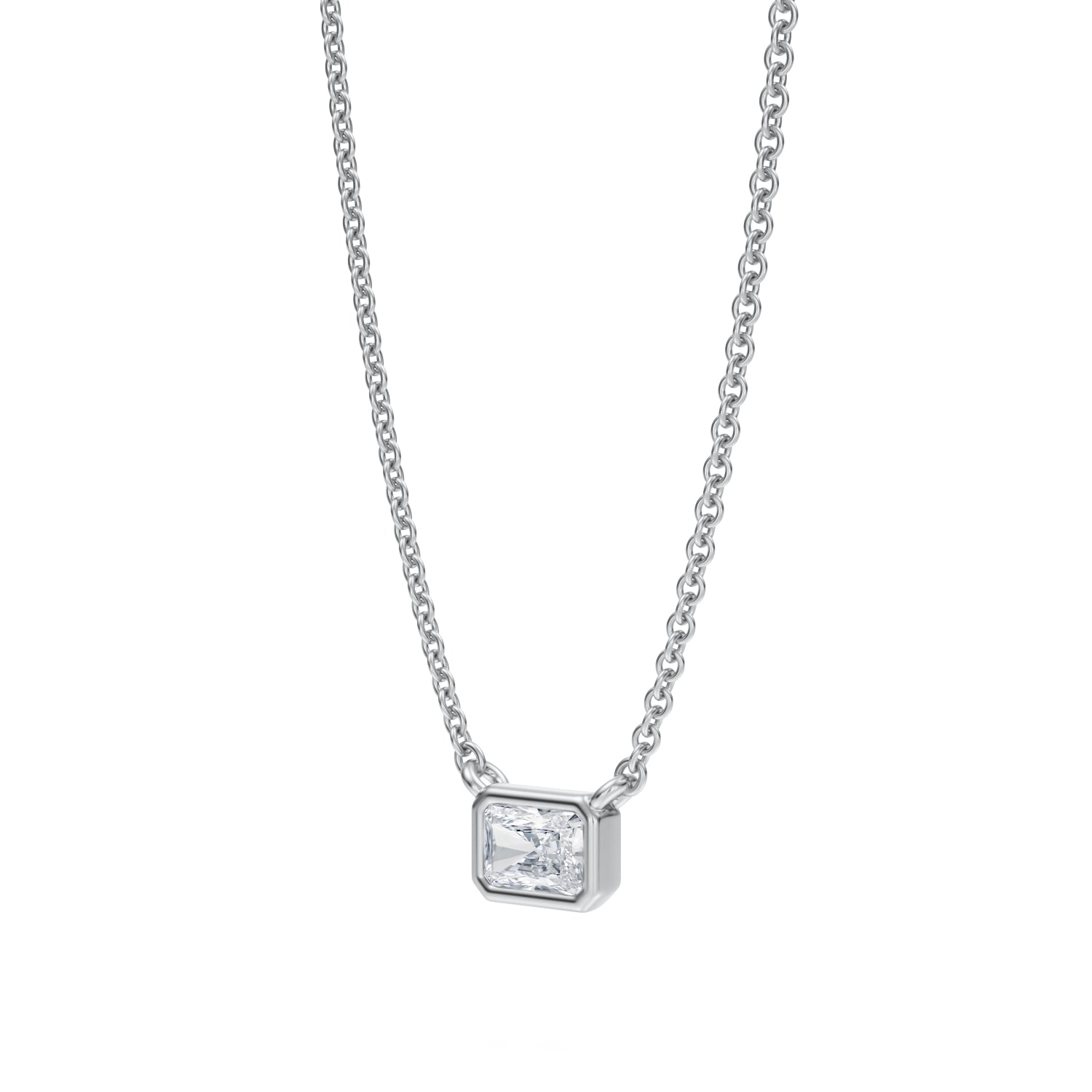 Radiant Bezel Solitaire Pendant Necklace