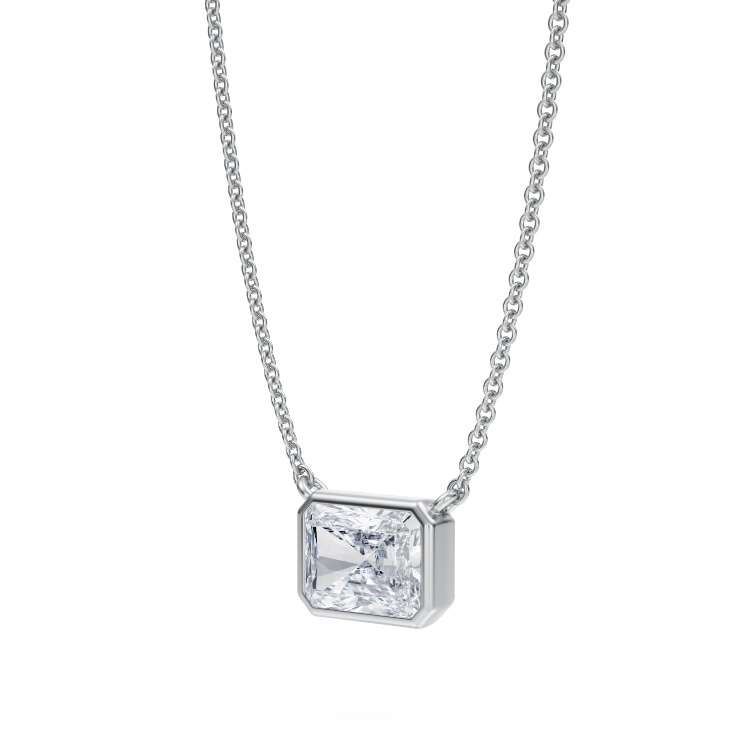 1.5 Carat Radiant Bezel Solitaire Pendant Necklace