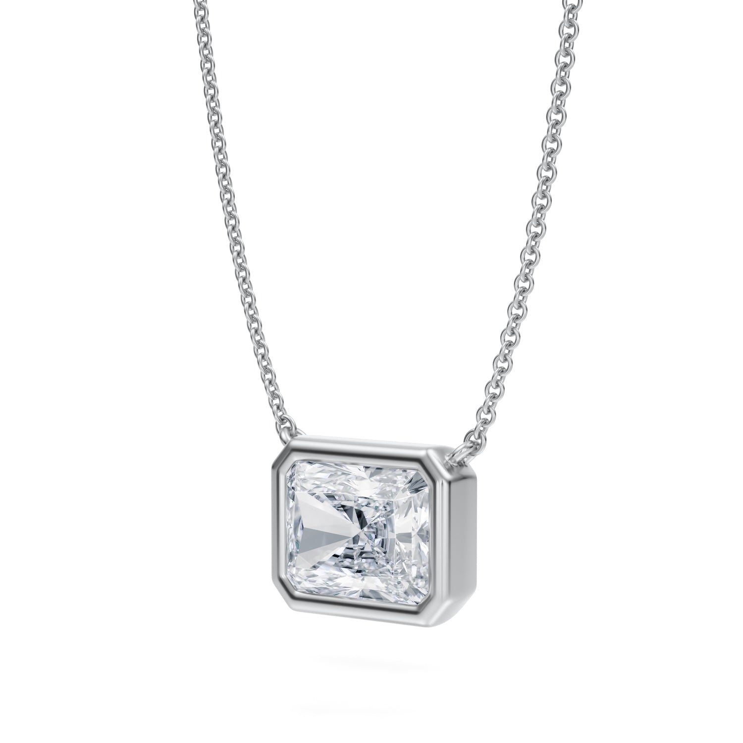 2.5 Carat Radiant Bezel Solitaire Pendant Necklace