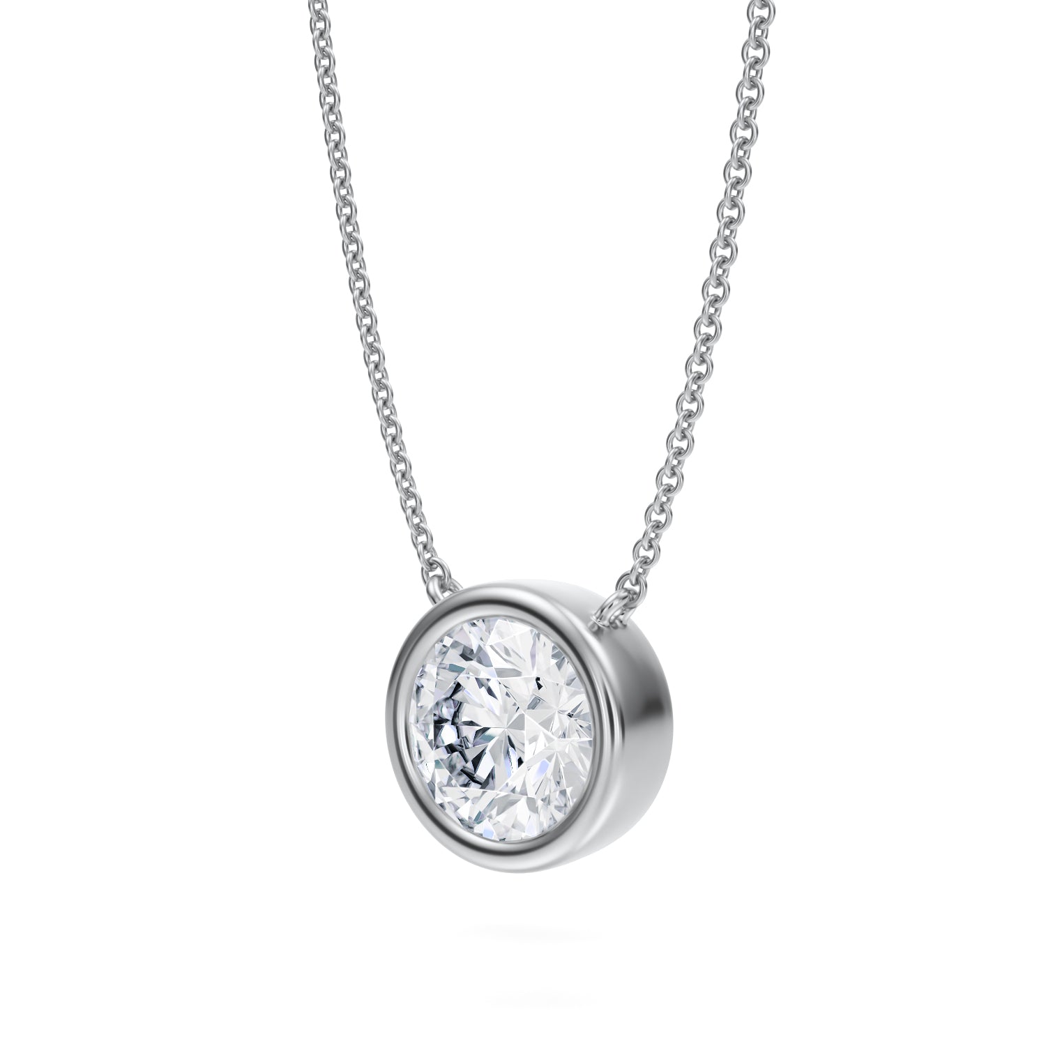 2 Carat Round Bezel Solitaire Pendant Necklace