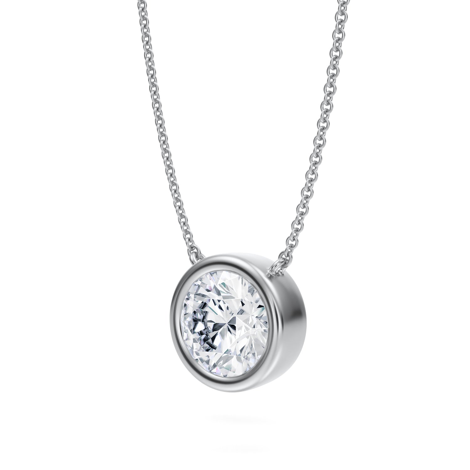 2.5 Carat Round Bezel Solitaire Pendant Necklace