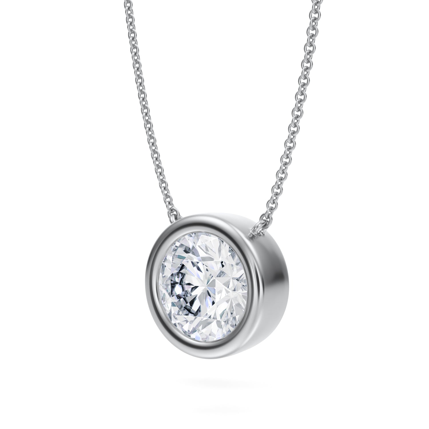 3.5 Carat Round Bezel Solitaire Pendant Necklace