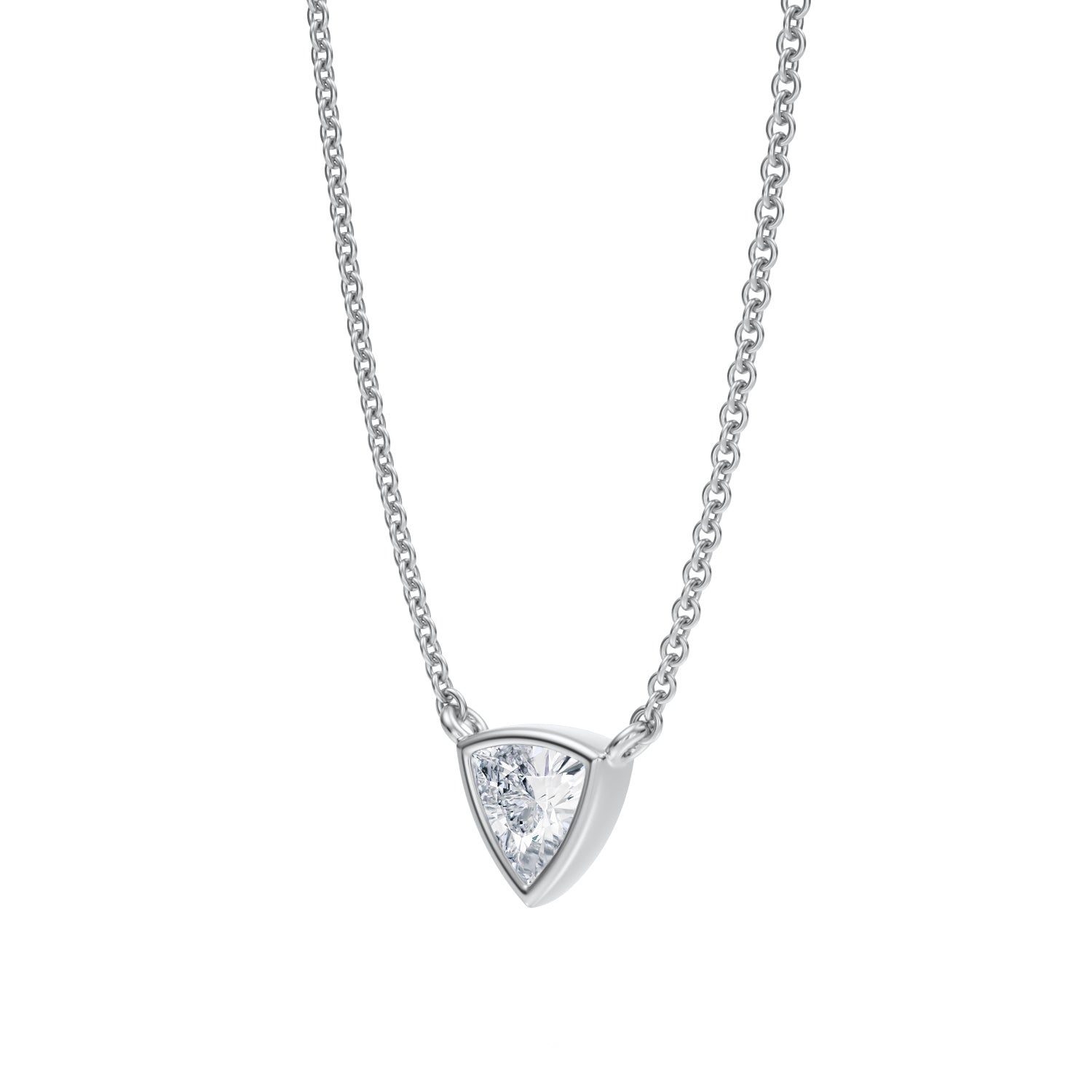 Trillion Bezel Solitaire Pendant Necklace