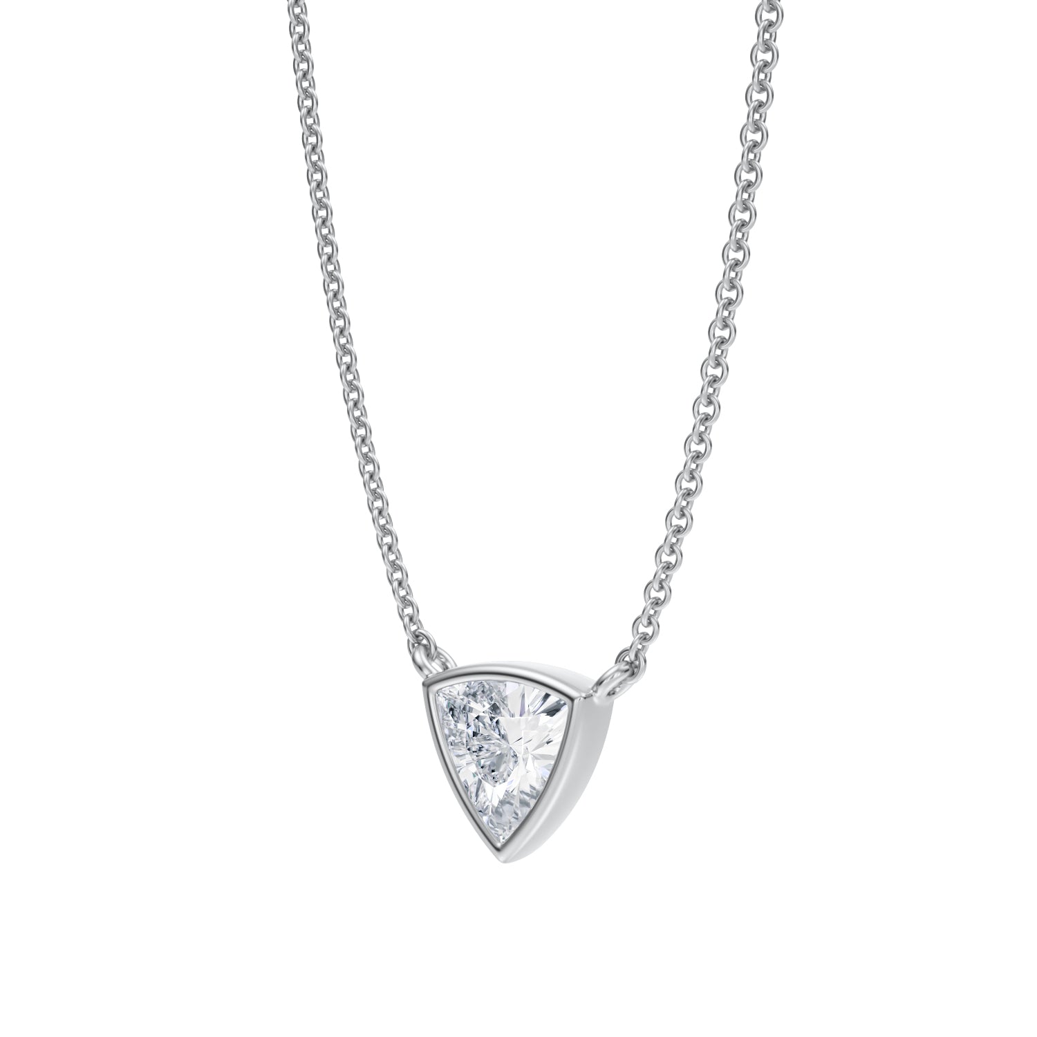 1/2 Carat Trillion Bezel Solitaire Pendant Necklace