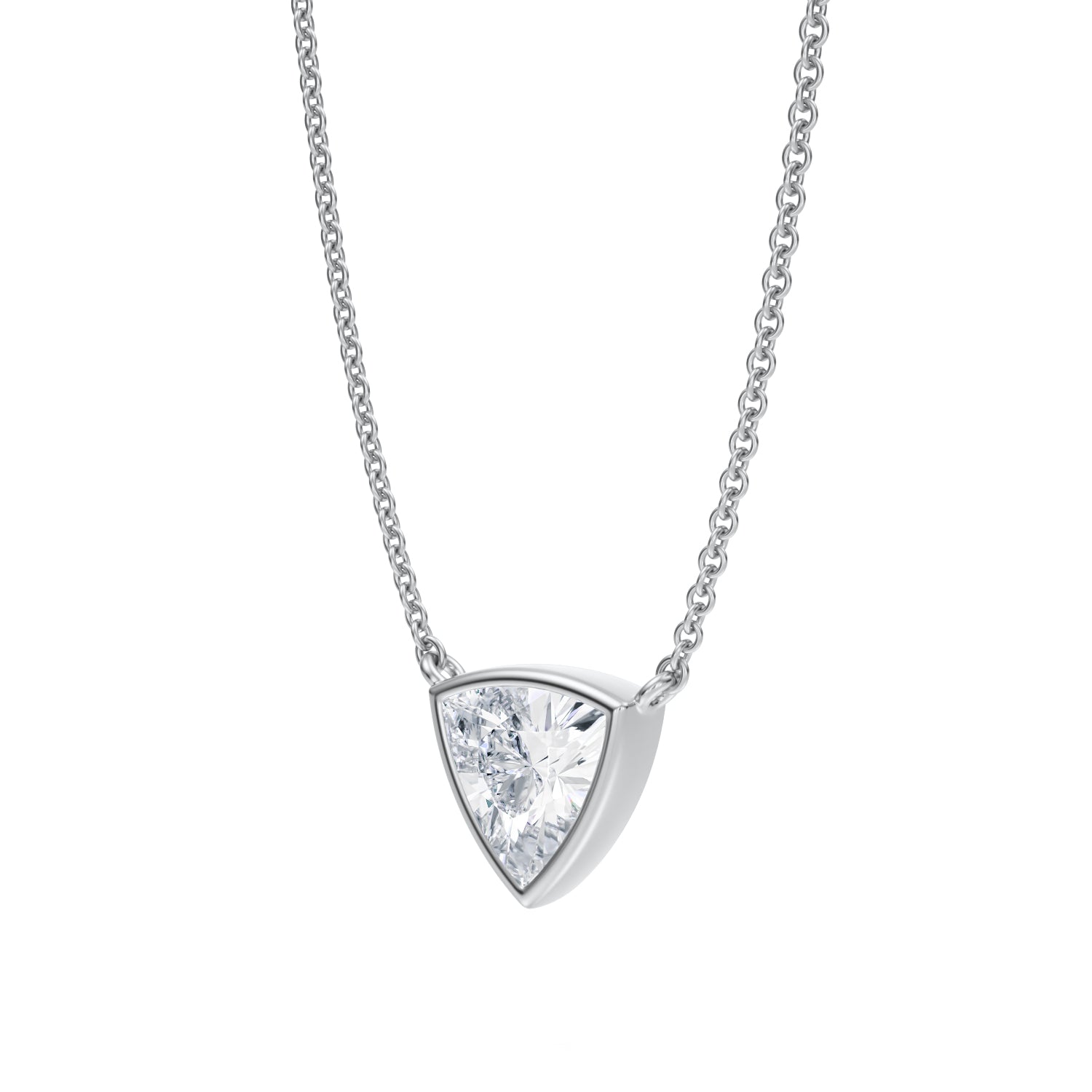 3/4 Carat Trillion Bezel Solitaire Pendant Necklace